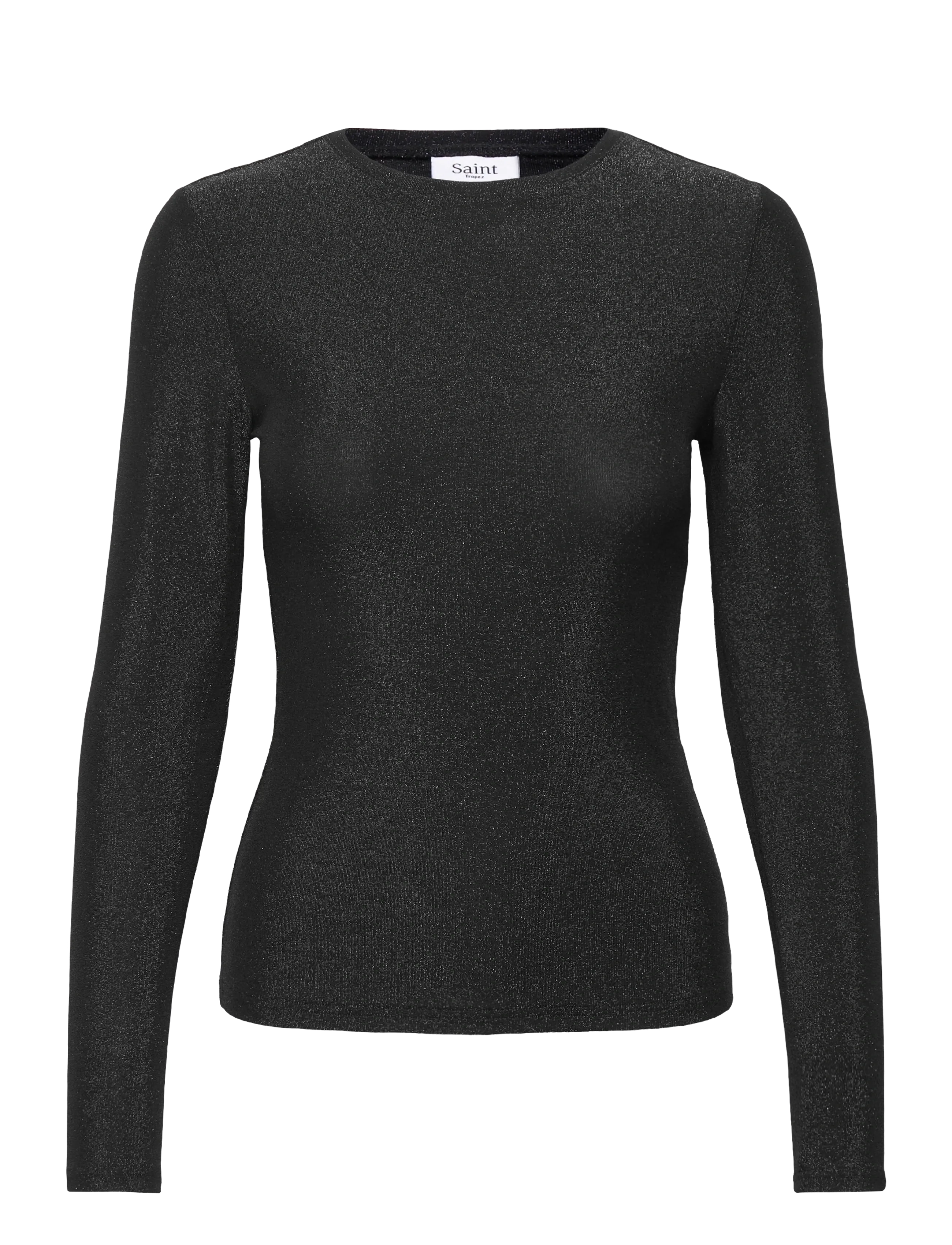 Saint Tropez Noriasz Ls Blouse, Kvinder, Langærmet Glitter Bluse, Sort, Str: XS