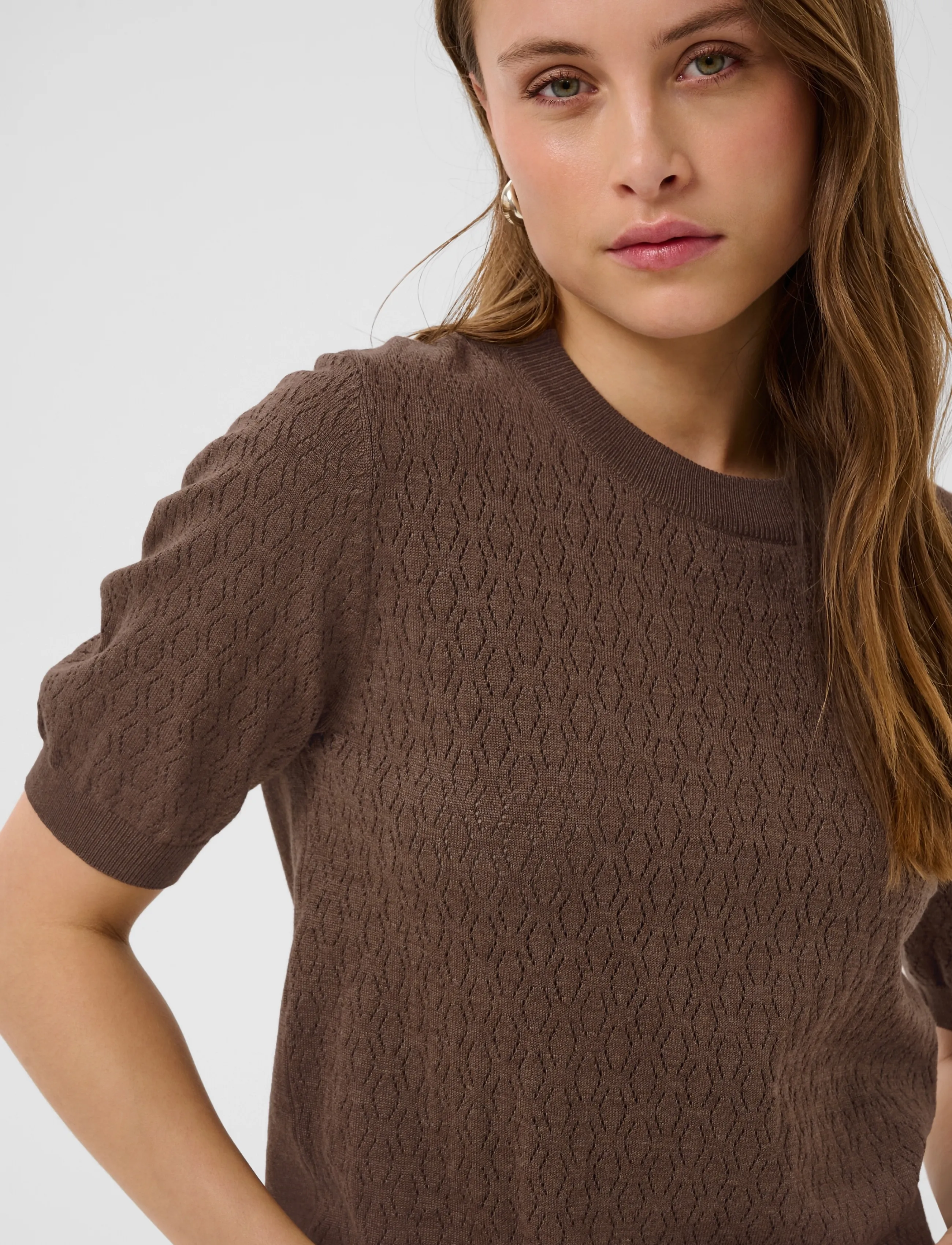 Saint Tropez - MilaSZ Pointelle SS Pullover - pullover - fondue fudge melange - 5