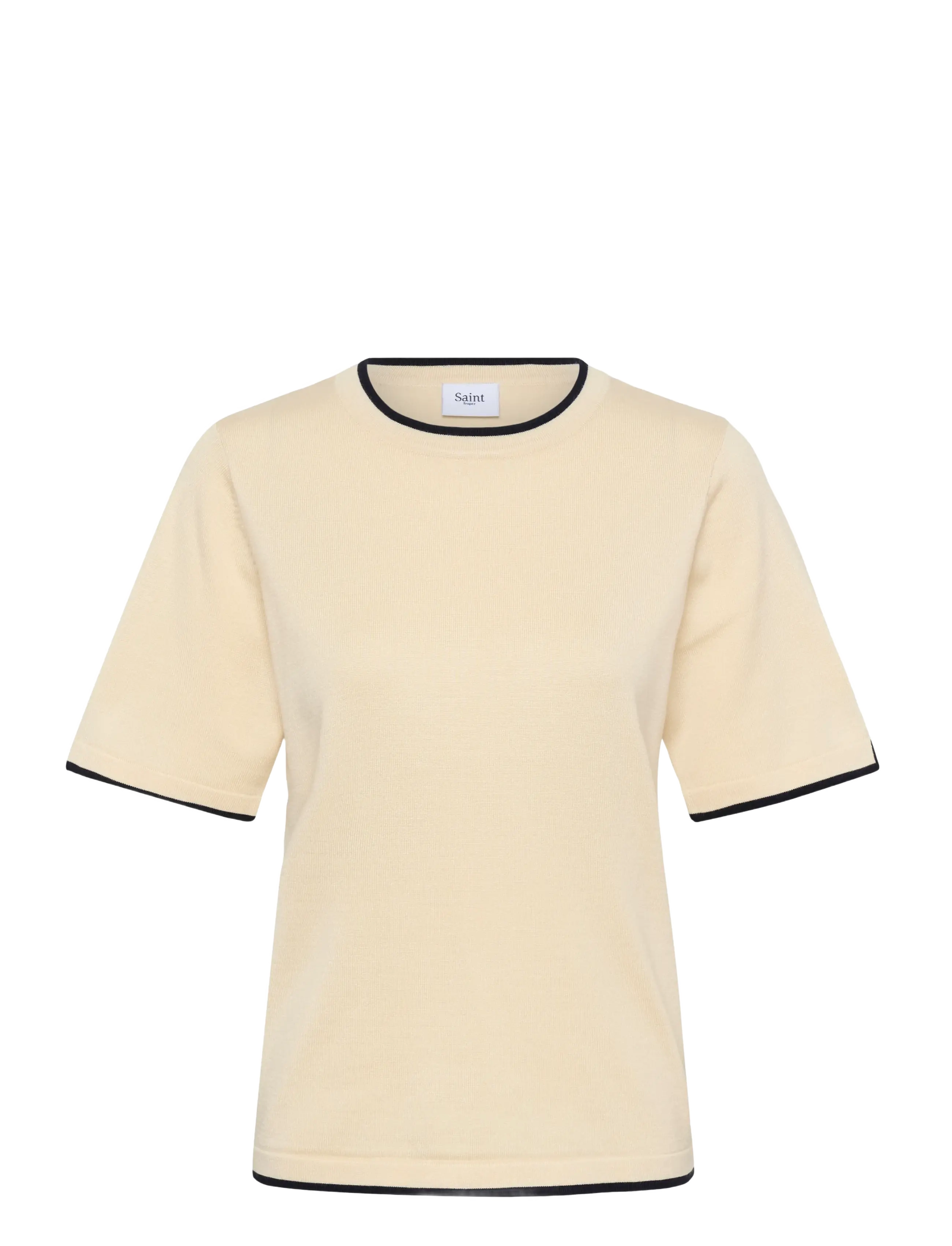 Saint Tropez MilaSZ Contrast Stripe SS Pullover - Pullover - BIRCH NIGHTSKY CONTRAST STR. / cream