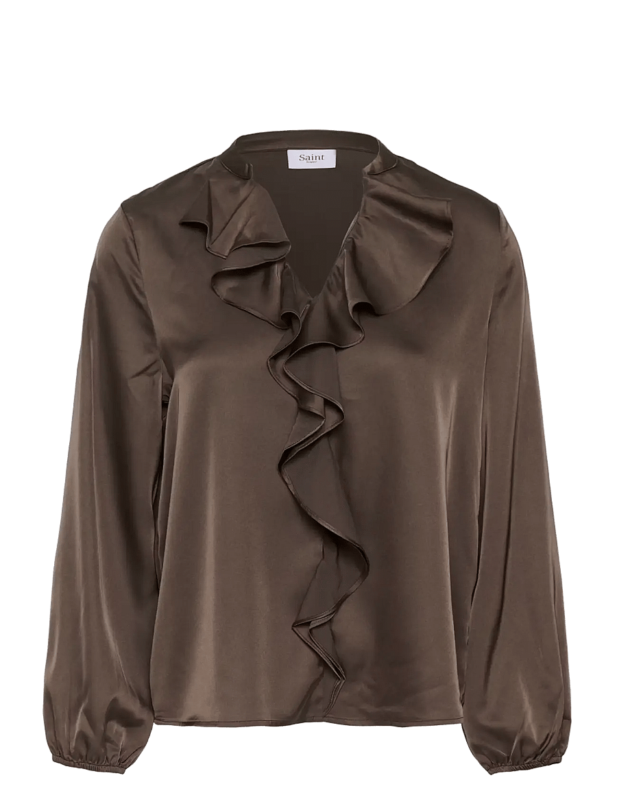 Saint Tropez - LodisaSZ Blouse - langärmelige blusen - chocolate brown - 1
