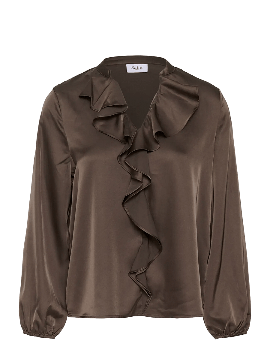 Saint Tropez - LodisaSZ Blouse - långärmade blusar - chocolate brown - 1