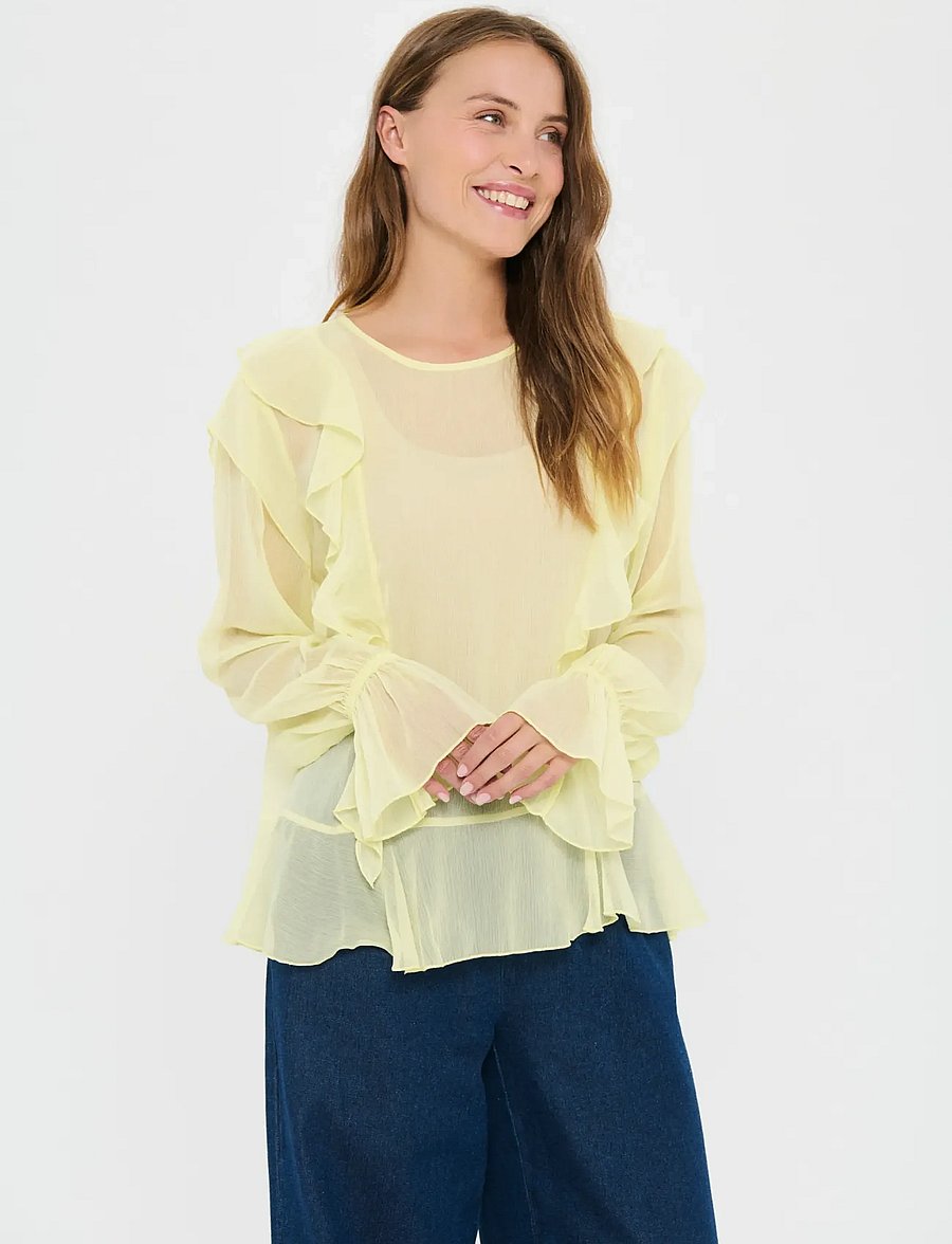 Saint Tropez - LabelleSZ Blouse - pikkade varrukatega pluusid - elfin yellow - 0