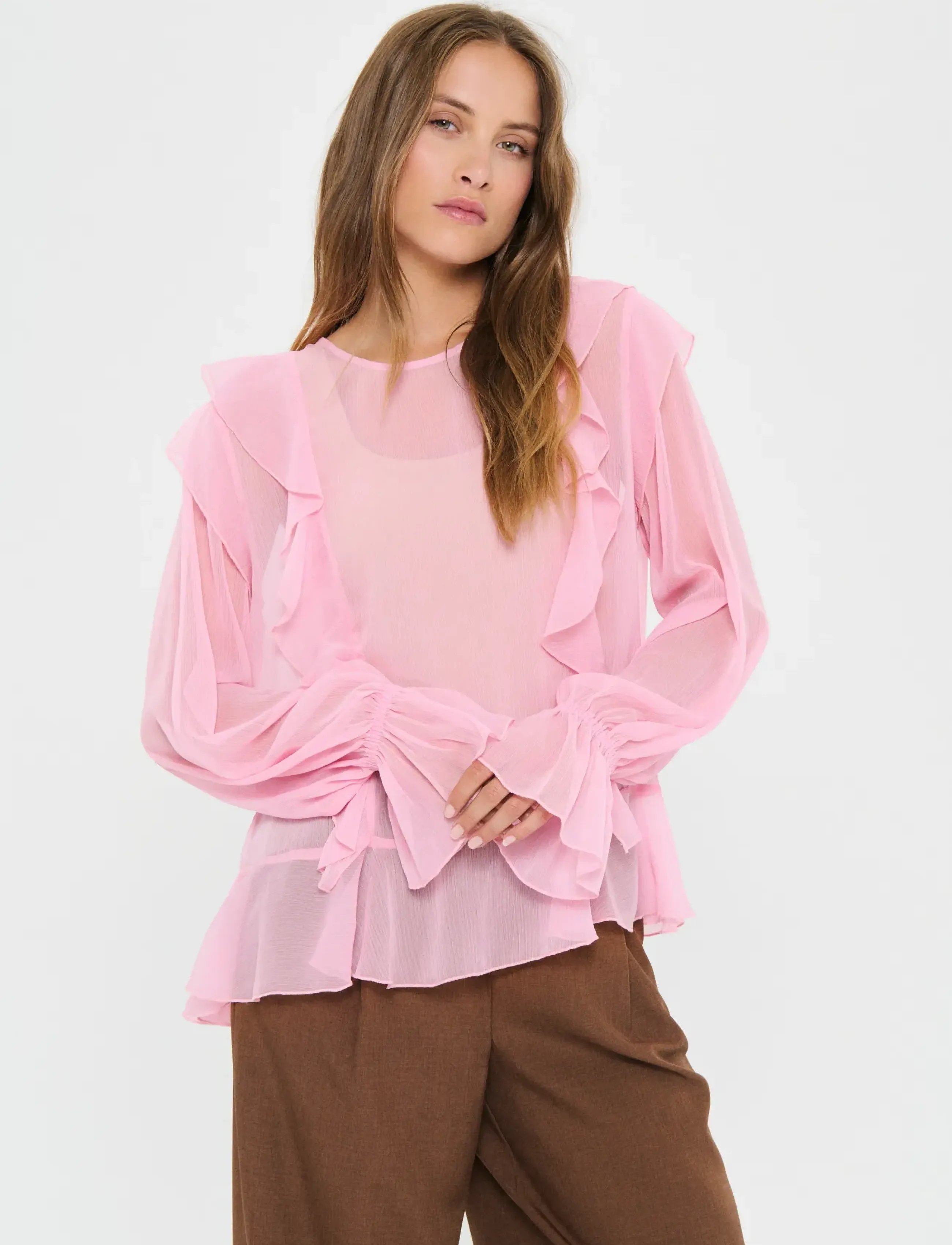Saint Tropez Labellesz Blouse, M, Blouses, Rosa - Long-sleeved, Frauen