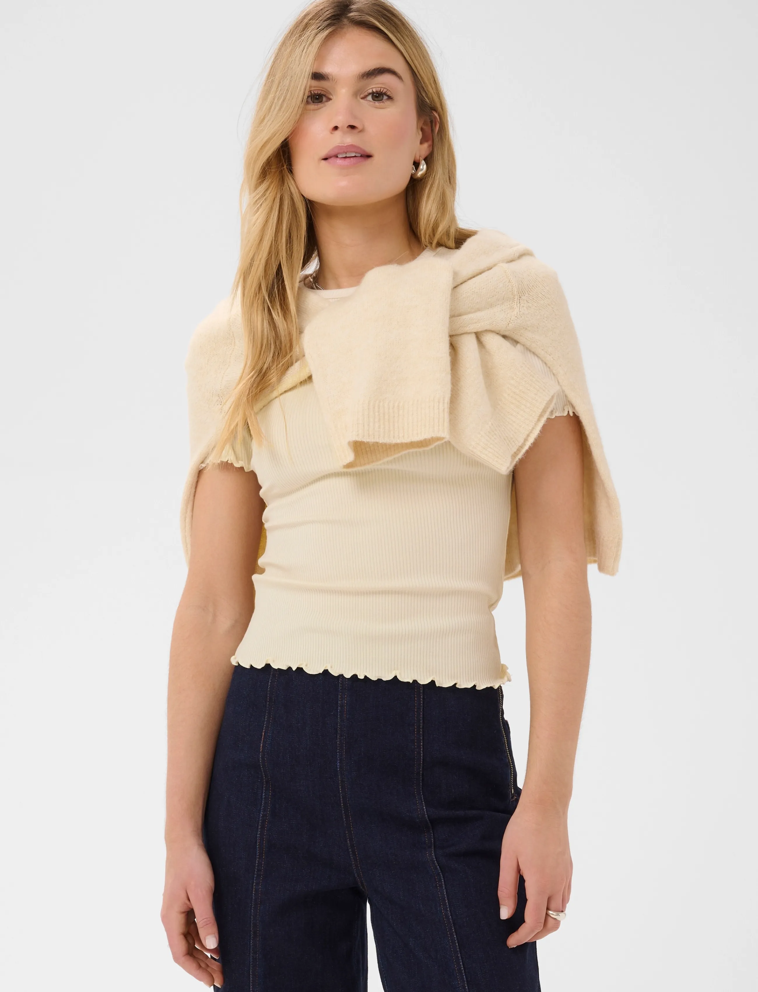 Saint Tropez OlaliaSZ SS T-Shirt - T-Shirts & Tops - BIRCH / cream