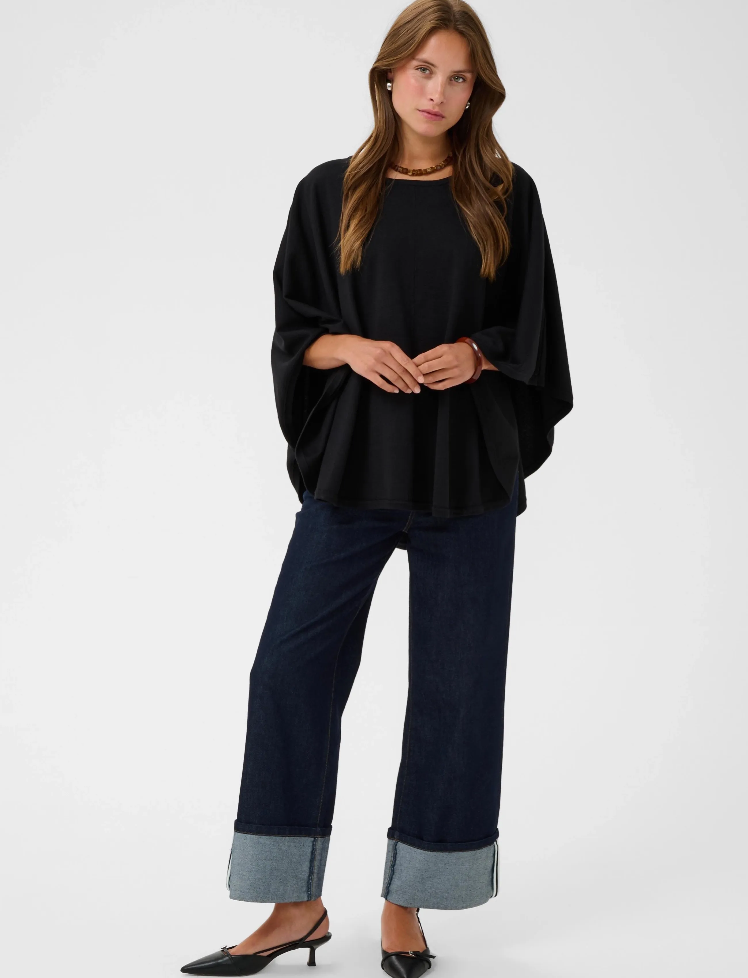 Saint Tropez Billisz Poncho, One Size, Knitwear, Schwarz - Ponchos, Frauen