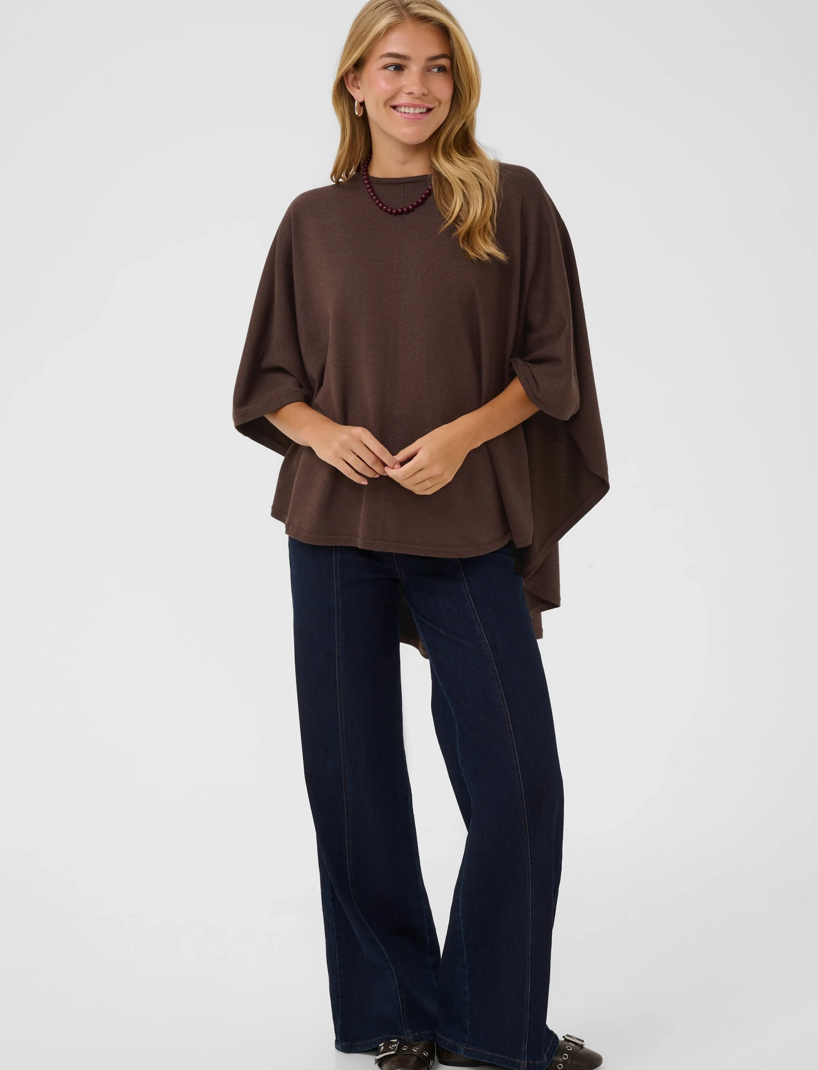 Saint Tropez Billisz Poncho, One Size, Knitwear, Braun - Ponchos, Frauen