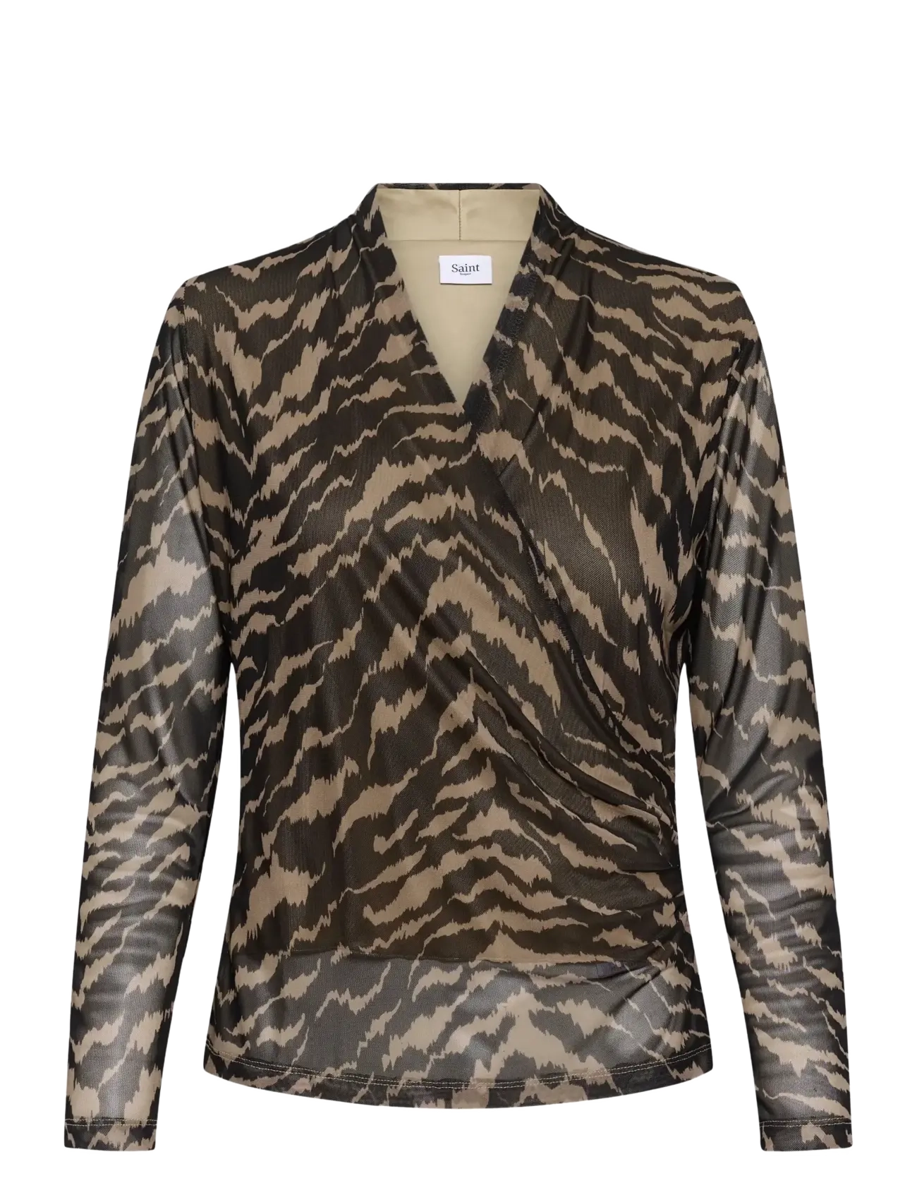Saint Tropez - MiggaSZ Wrap Blouse - langärmlige blusen - black shifted strokes - 1