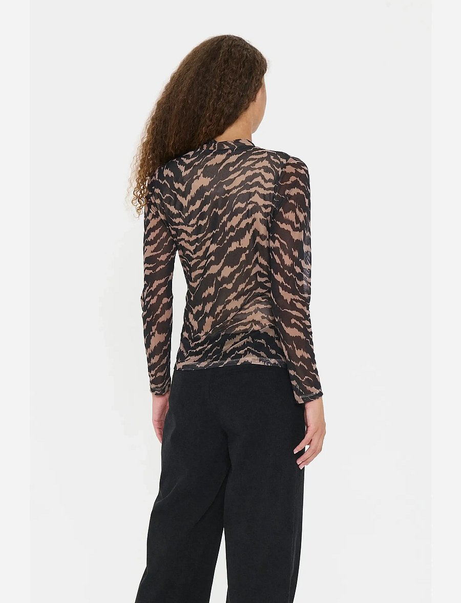Saint Tropez - MiggaSZ Wrap Blouse - langärmlige blusen - black shifted strokes - 4