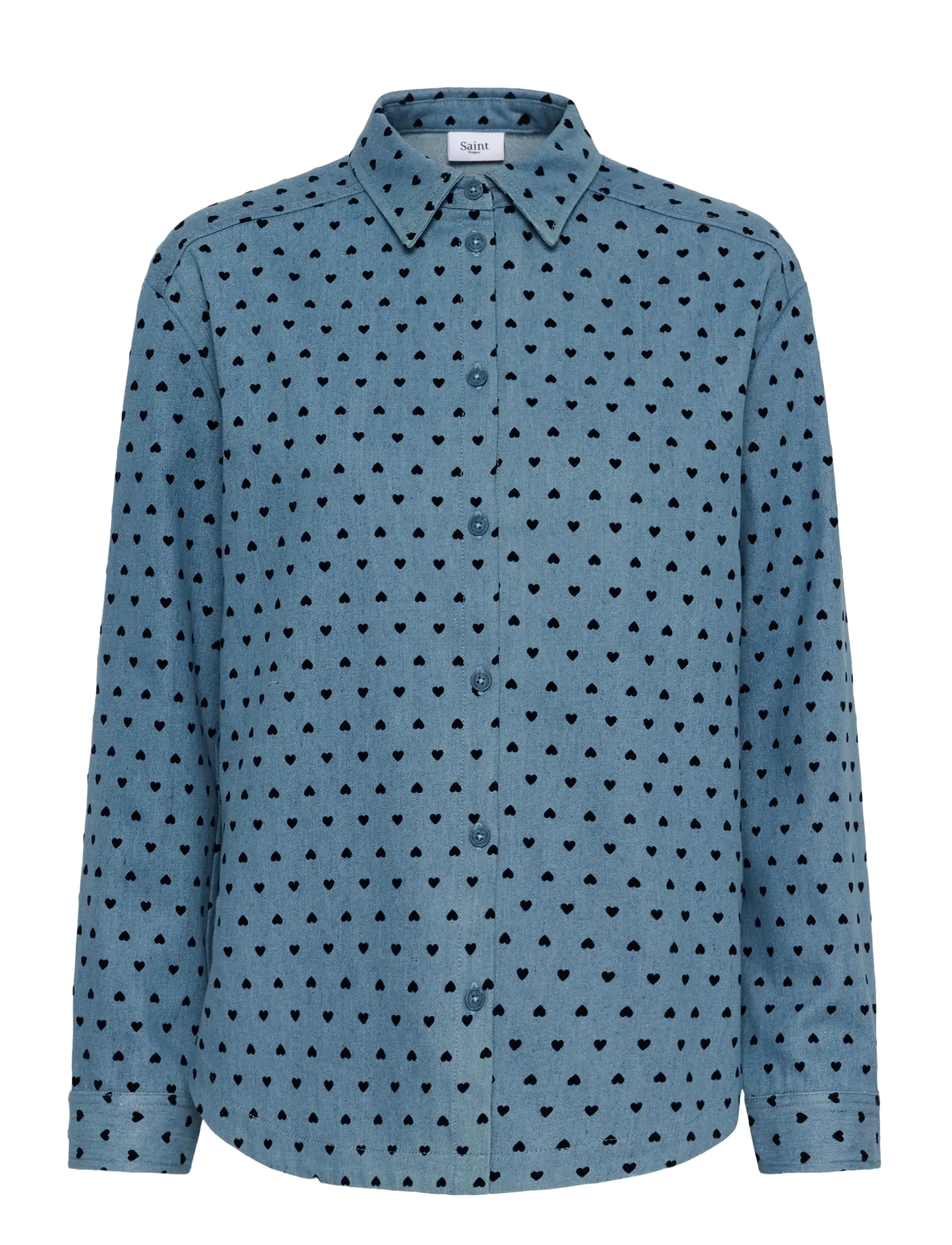Saint Tropez PeginaSZ Shirt - Tøj - BLACK MINI REVERSED HEARTS / blue