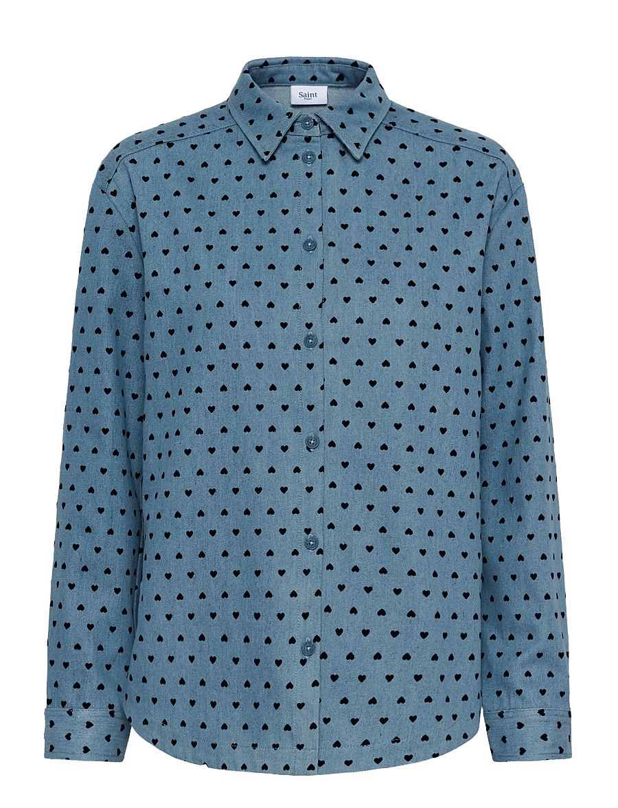 Saint Tropez - PeginaSZ Shirt - langærmede skjorter - black mini reversed hearts - 1