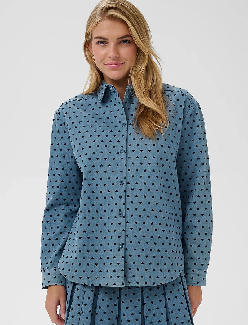 Saint Tropez - PeginaSZ Shirt - langärmlige hemden - black mini reversed hearts - 0