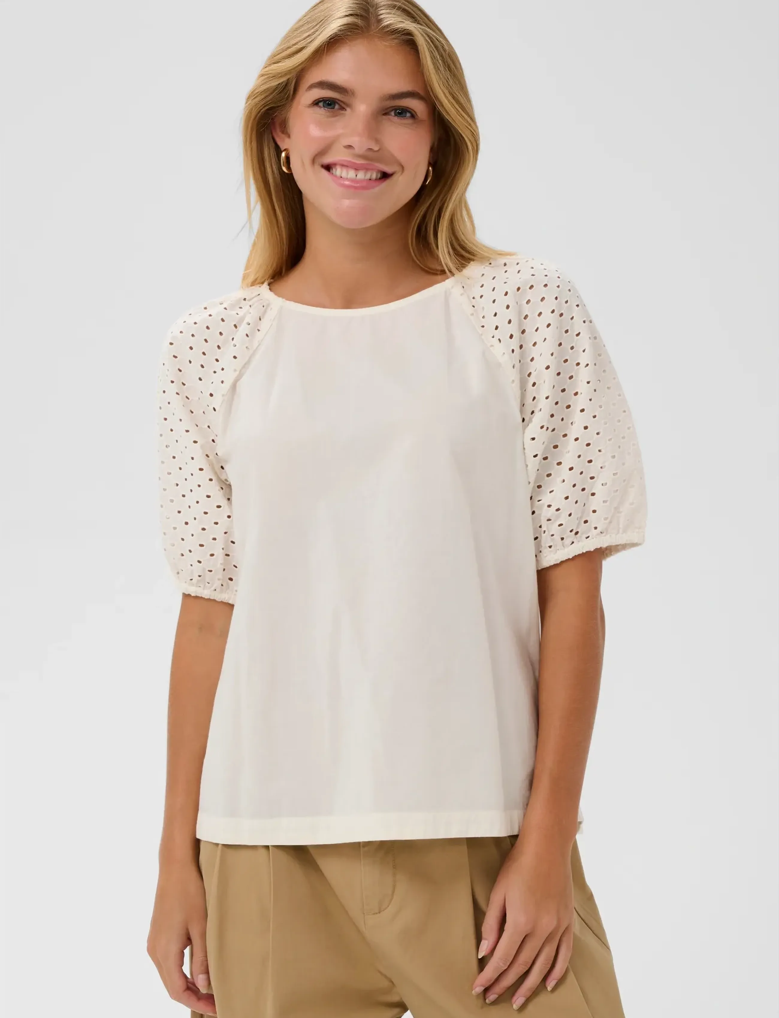 Saint Tropez PalaSZ SS Blouse - Saint Tropez - ICE / cream