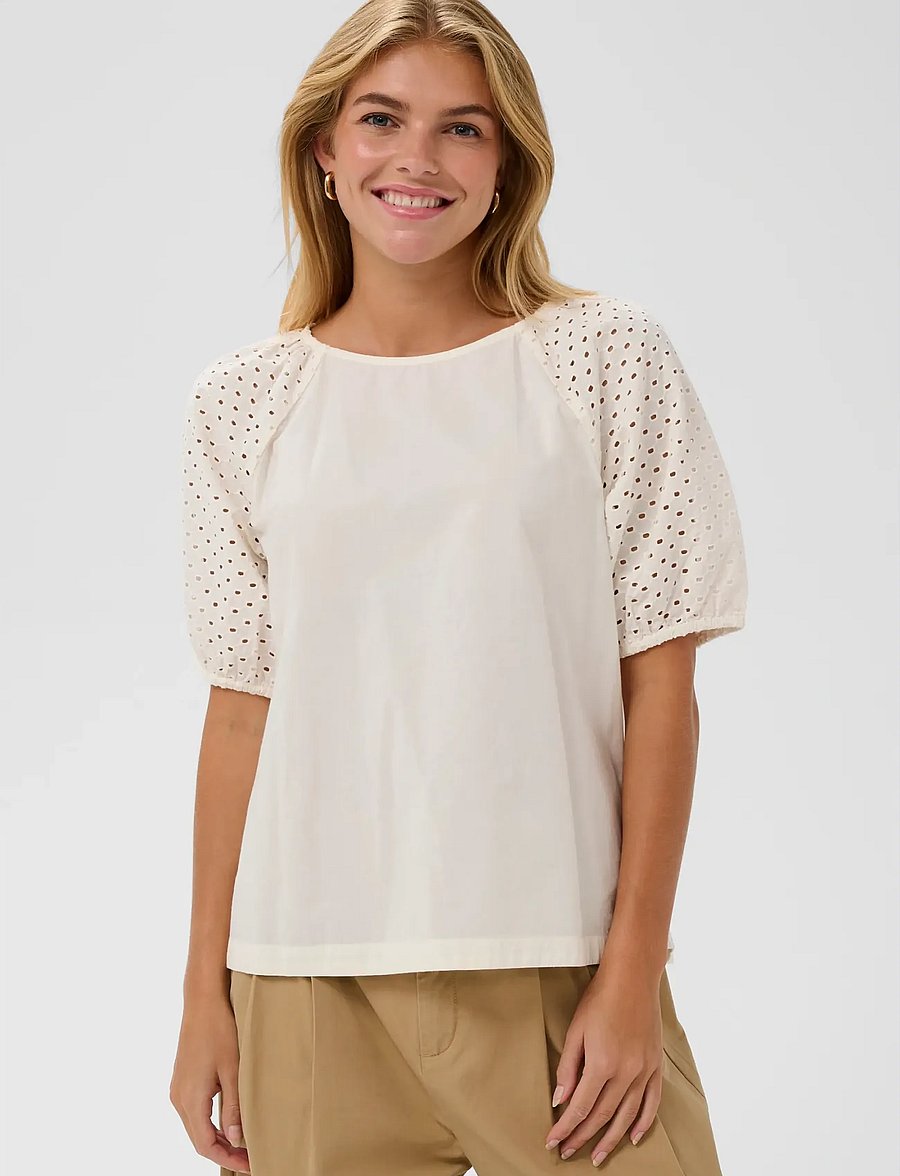 Saint Tropez - PalaSZ SS Blouse - lühikeste varrukatega pluusid - ice - 0
