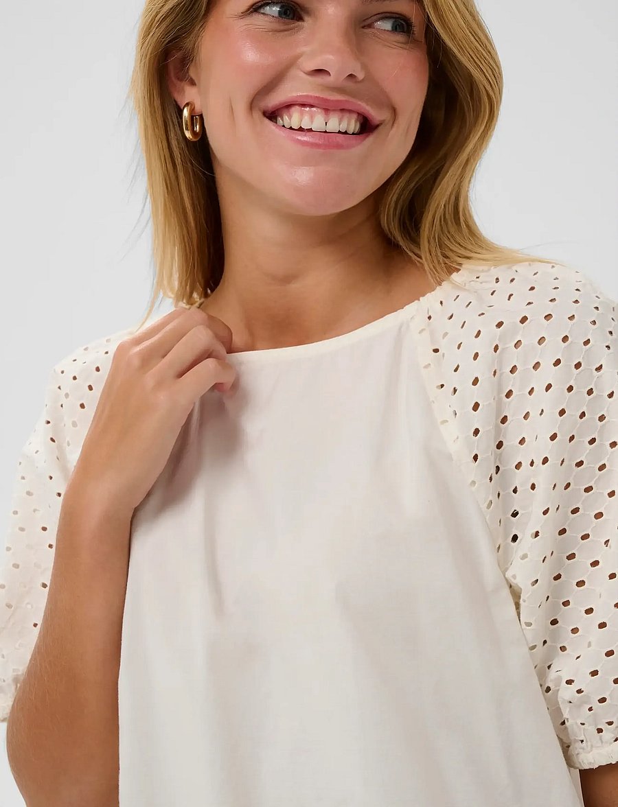 Saint Tropez - PalaSZ SS Blouse - lühikeste varrukatega pluusid - ice - 5