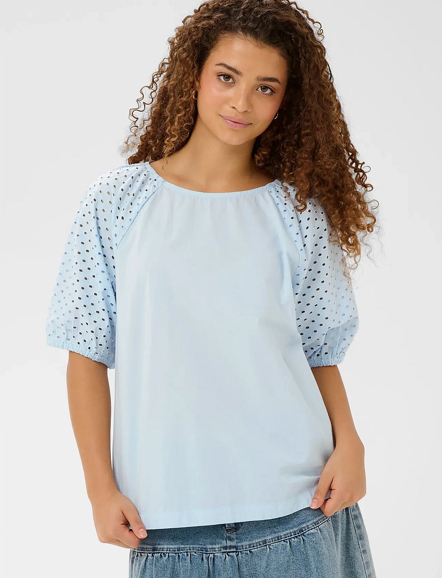 Saint Tropez - PalaSZ SS Blouse - kortærmede bluser - skyway - 0