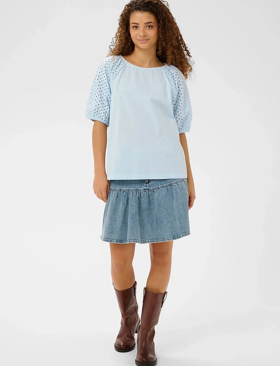 Saint Tropez - PalaSZ SS Blouse - kortærmede bluser - skyway - 3