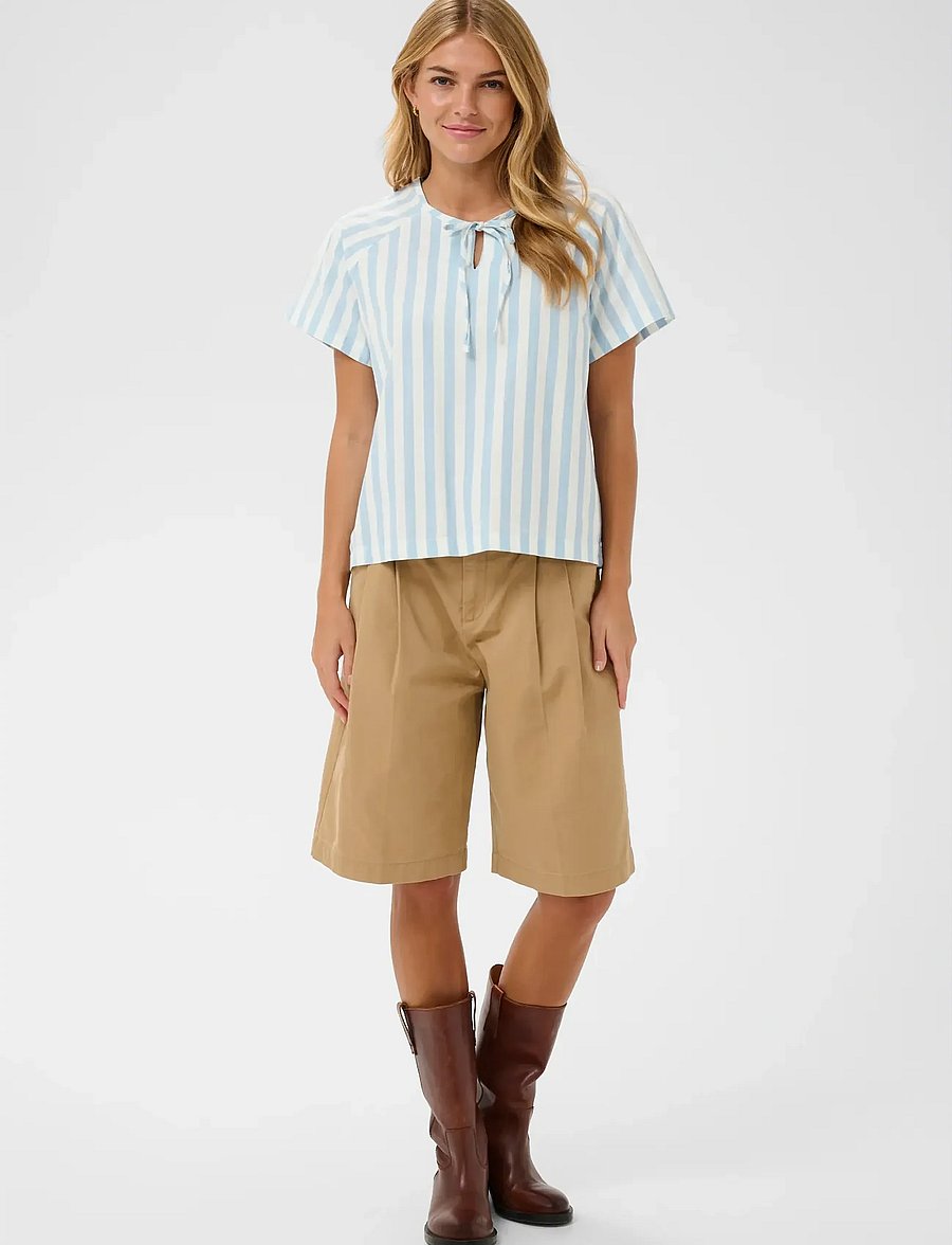 Saint Tropez - ZalindaSZ SS Blouse - kortärmade blusar - skyway ice stripe - 3