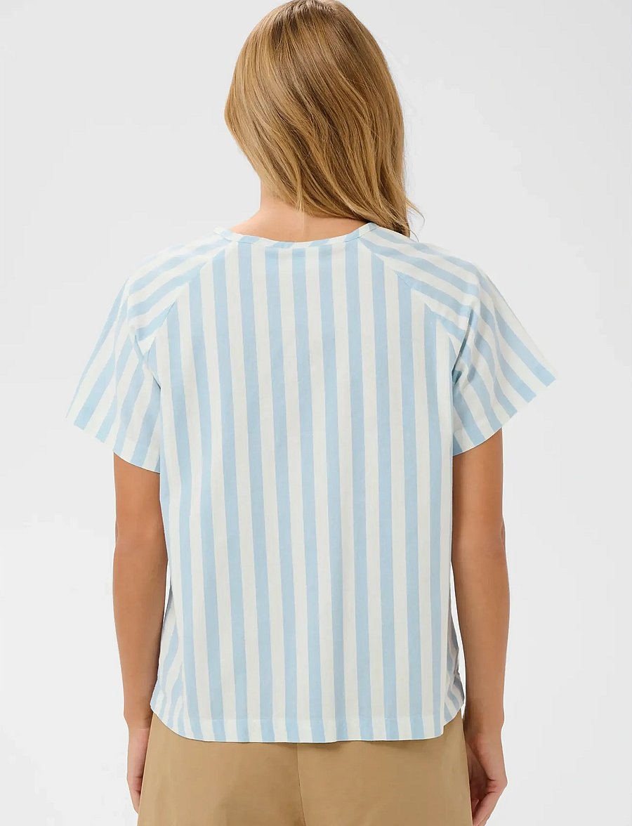 Saint Tropez - ZalindaSZ SS Blouse - kortärmade blusar - skyway ice stripe - 4