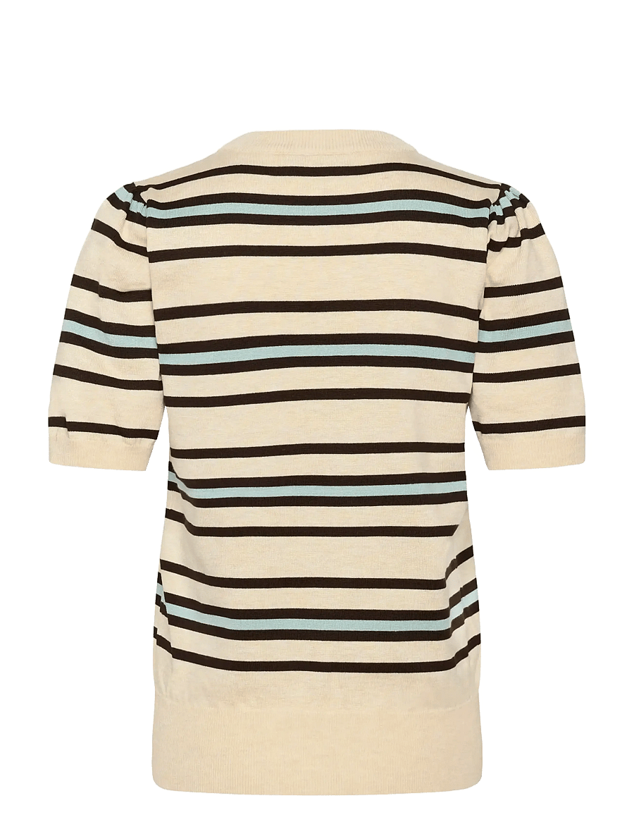 Saint Tropez - PilaSZ SS Pullover - stickade tröjor - brown rice ether multi stripe - 2