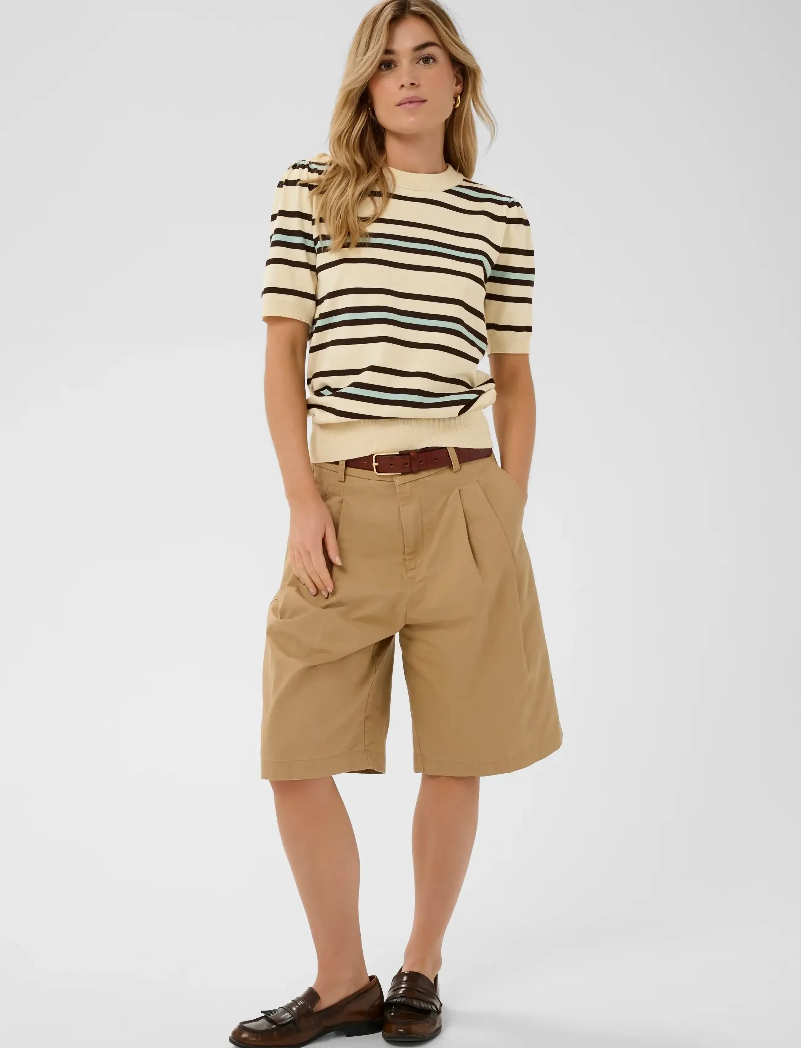 Saint Tropez - PilaSZ SS Pullover - neulepuserot - brown rice ether multi stripe - 3