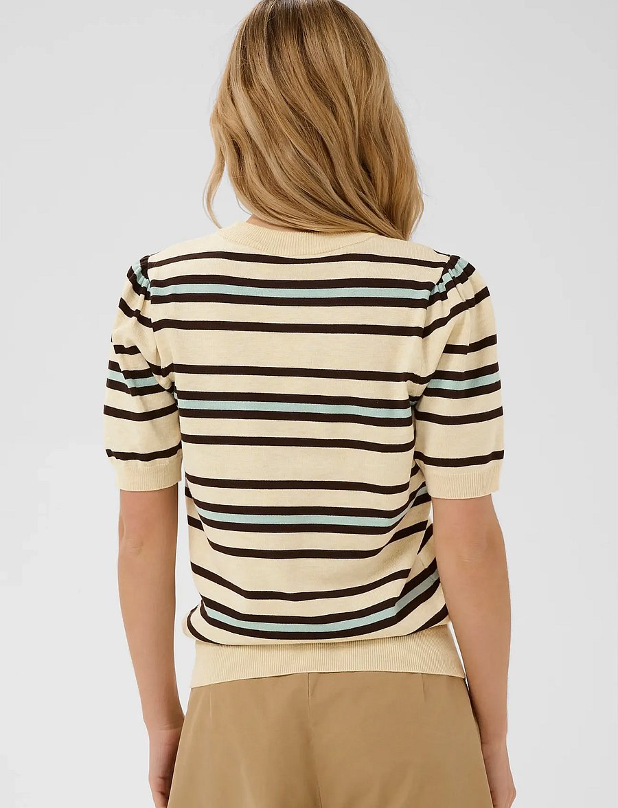 Saint Tropez - PilaSZ SS Pullover - stickade tröjor - brown rice ether multi stripe - 4