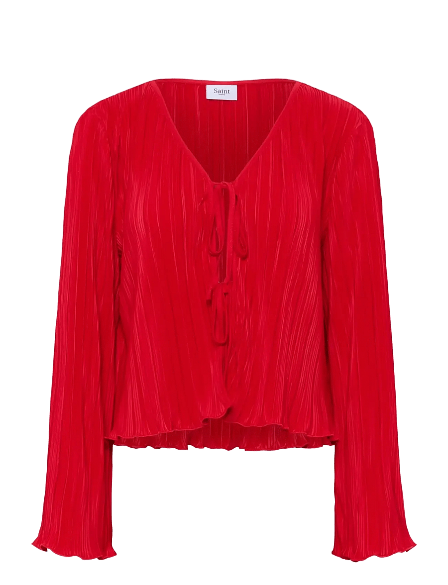 Saint Tropez - ZuniSZ Tie Cardigan - long sleeved blouses - chinese red - 1