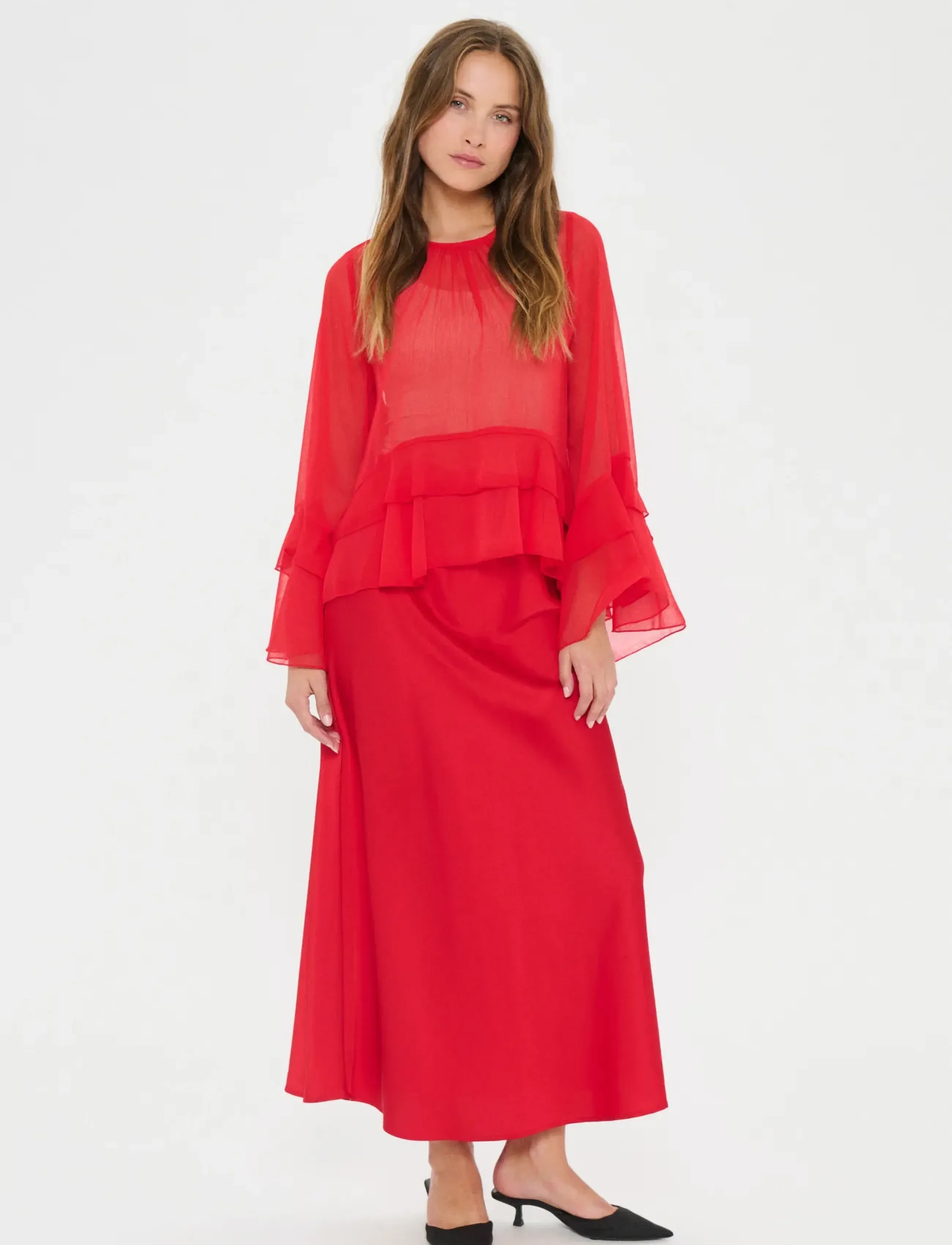 Saint Tropez - MazelleSZ Blouse - long sleeved blouses - chinese red - 3