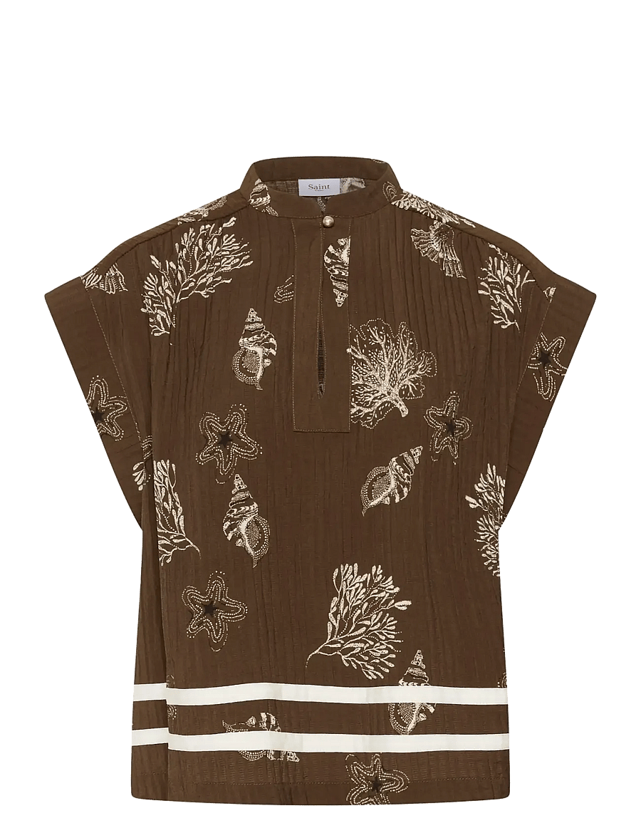 Saint Tropez - RosashellSZ Blouse - kortärmade blusar - fudge sea shell - 1