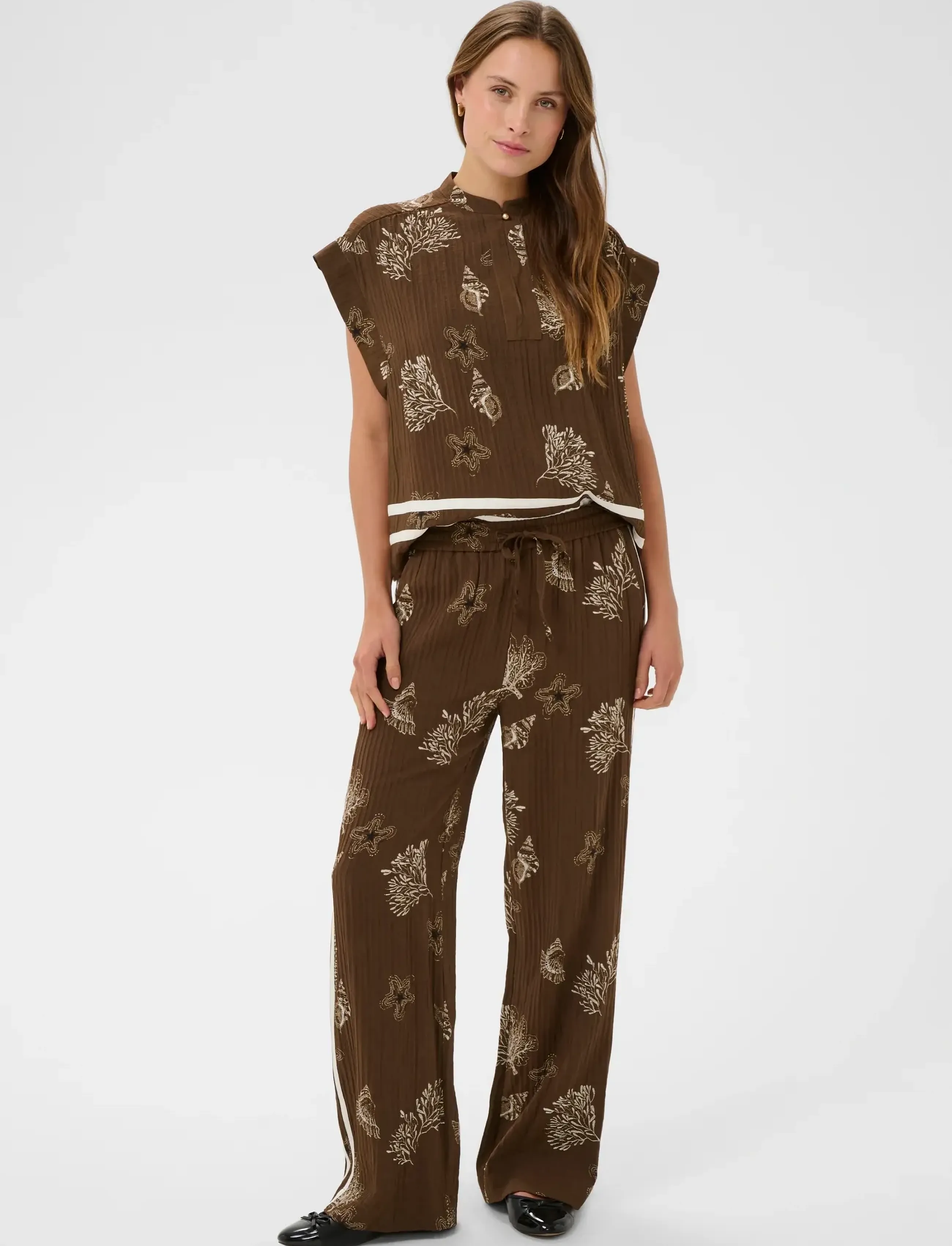 Saint Tropez RosashellSZ Pants - Straight leg trousers - FUDGE SEA SHELL / brown