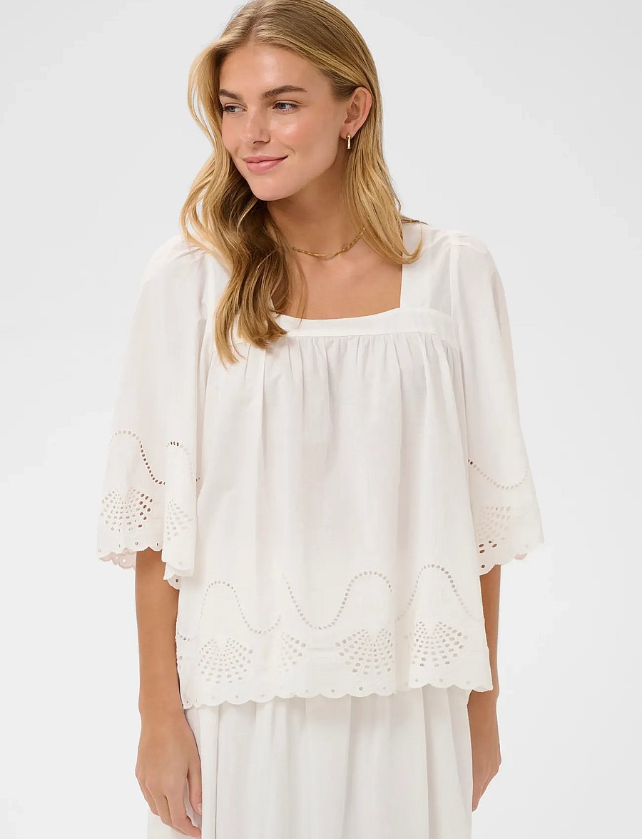 Saint Tropez - RivashellSZ Blouse - kortärmade blusar - bright white - 0