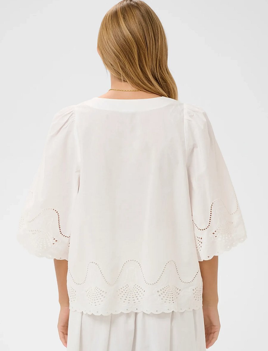 Saint Tropez - RivashellSZ Blouse - kortärmade blusar - bright white - 4