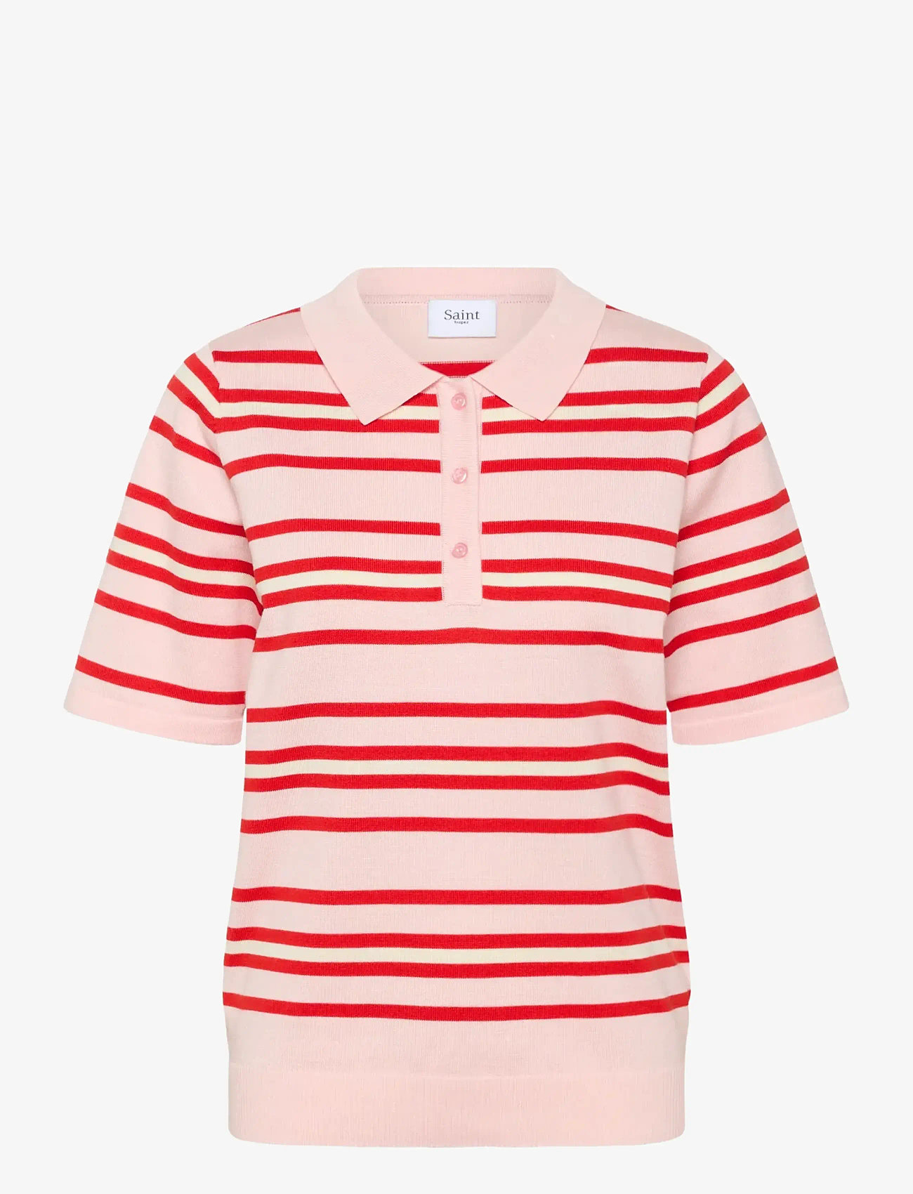 Saint Tropez - PilaSZ SS Polo Pullover - polo shirts - chalk pink red multi stripe - 1