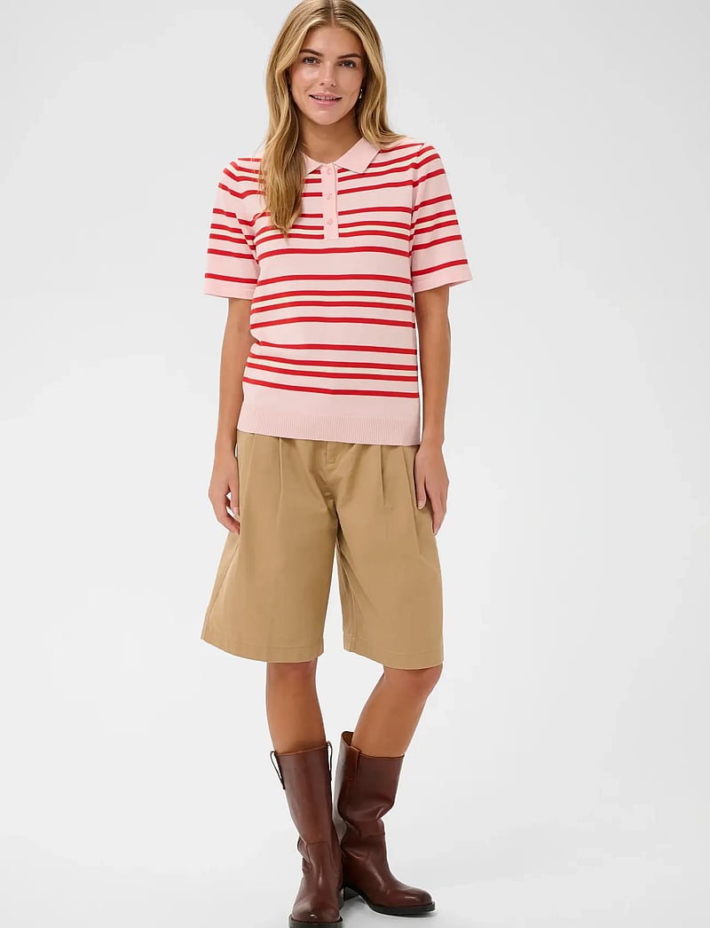 Saint Tropez - PilaSZ SS Polo Pullover - poloshirts - chalk pink red multi stripe - 3