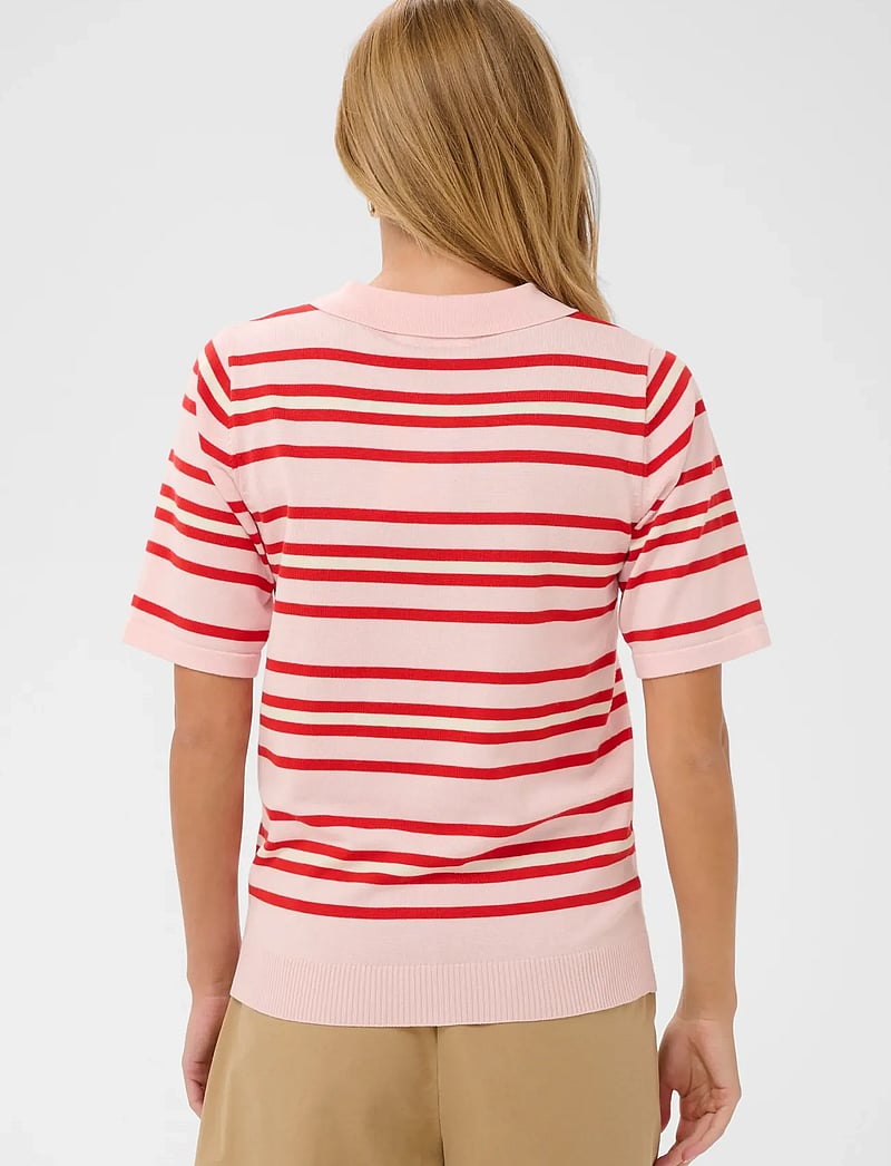 Saint Tropez - PilaSZ SS Polo Pullover - poloshirts - chalk pink red multi stripe - 4