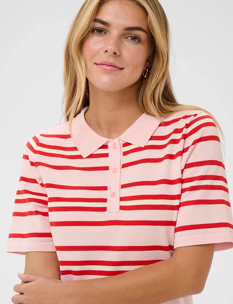 Saint Tropez - PilaSZ SS Polo Pullover - poloshirts - chalk pink red multi stripe - 5