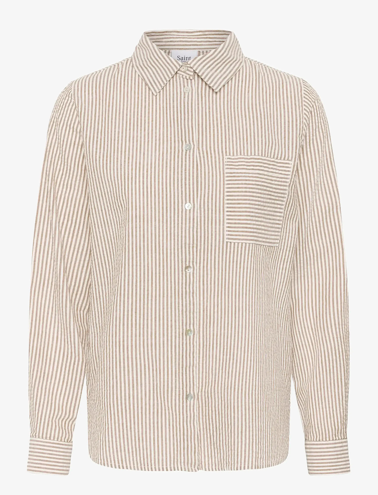Saint Tropez - ElmikoSZ N. Shirt - langærmede skjorter - toasted coconut ice stripe - 1