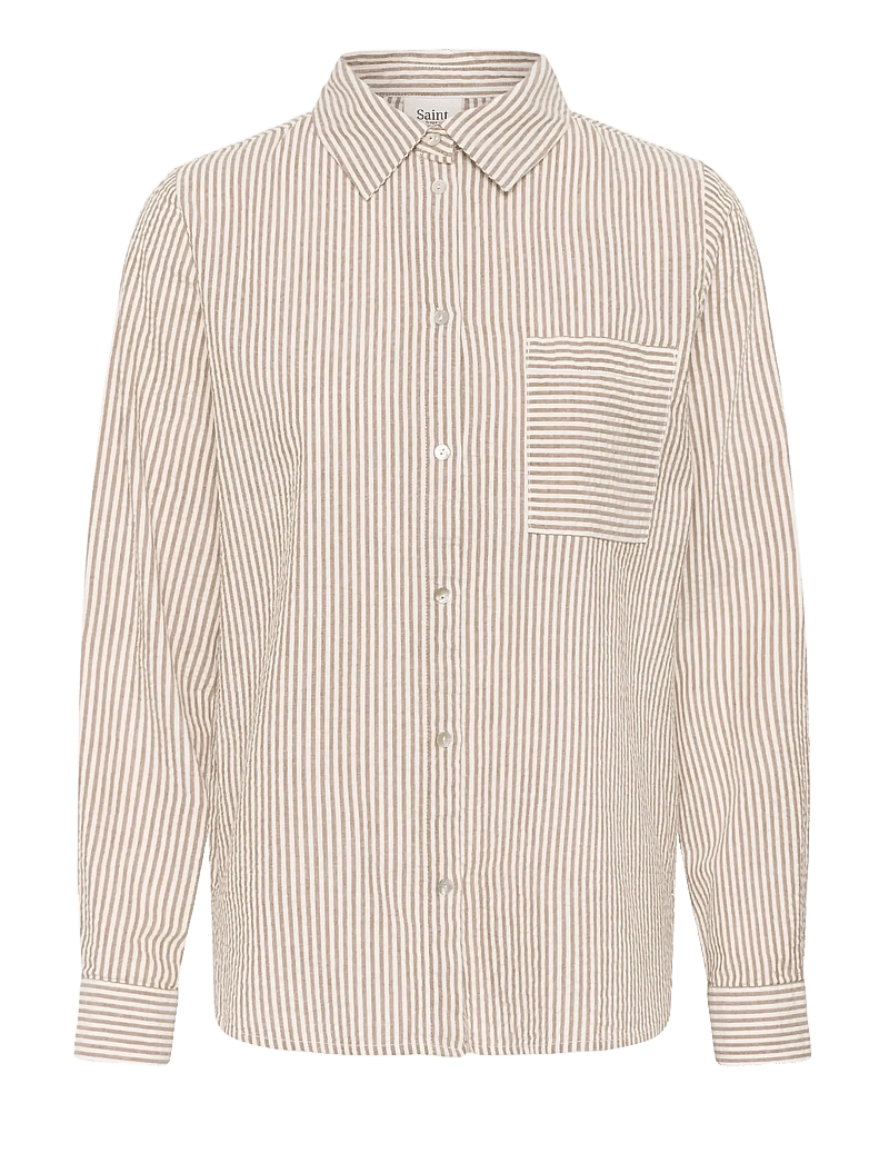 Saint Tropez - ElmikoSZ N. Shirt - langærmede skjorter - toasted coconut ice stripe - 1