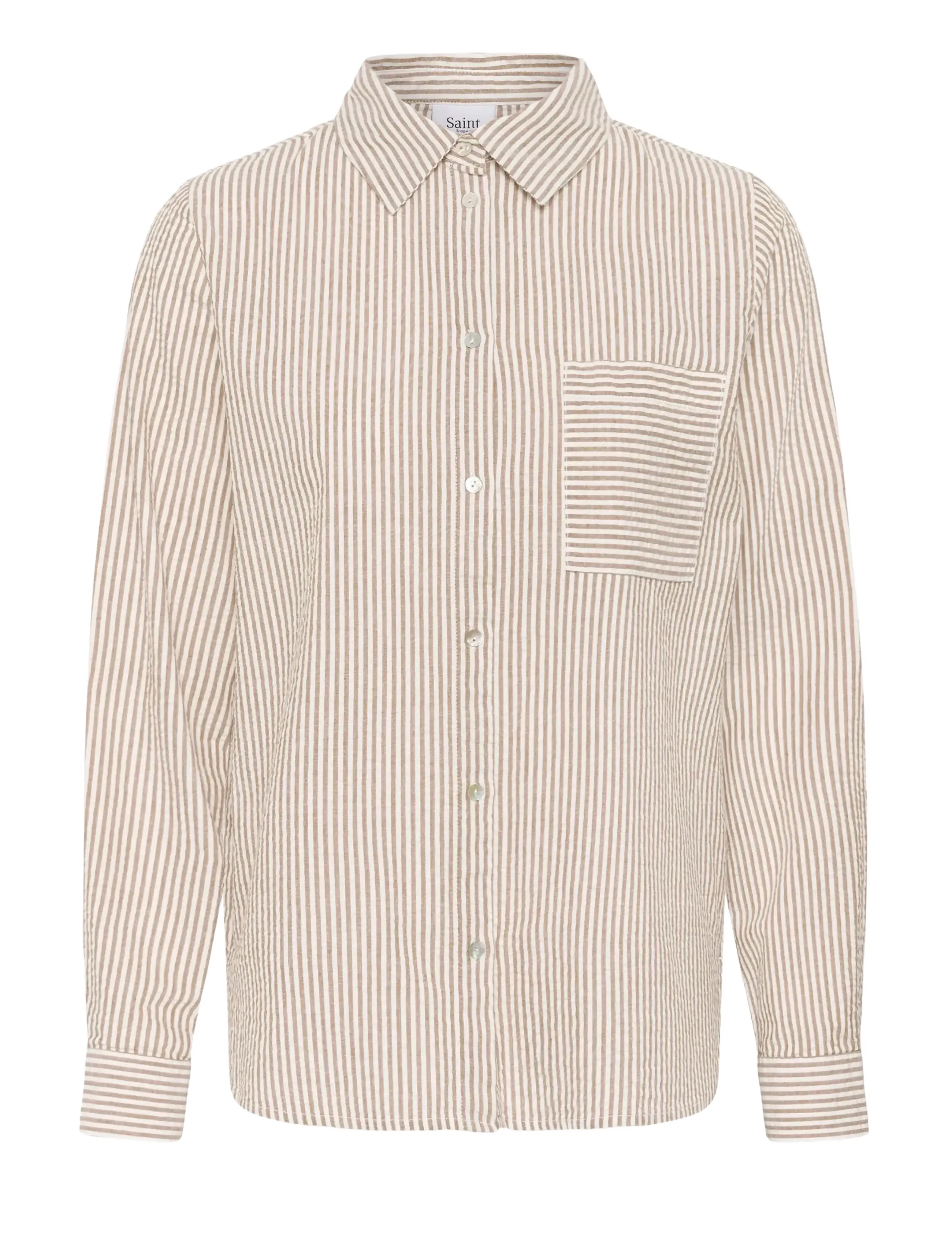 Saint Tropez - ElmikoSZ N. Shirt - langärmlige hemden - toasted coconut ice stripe - 1