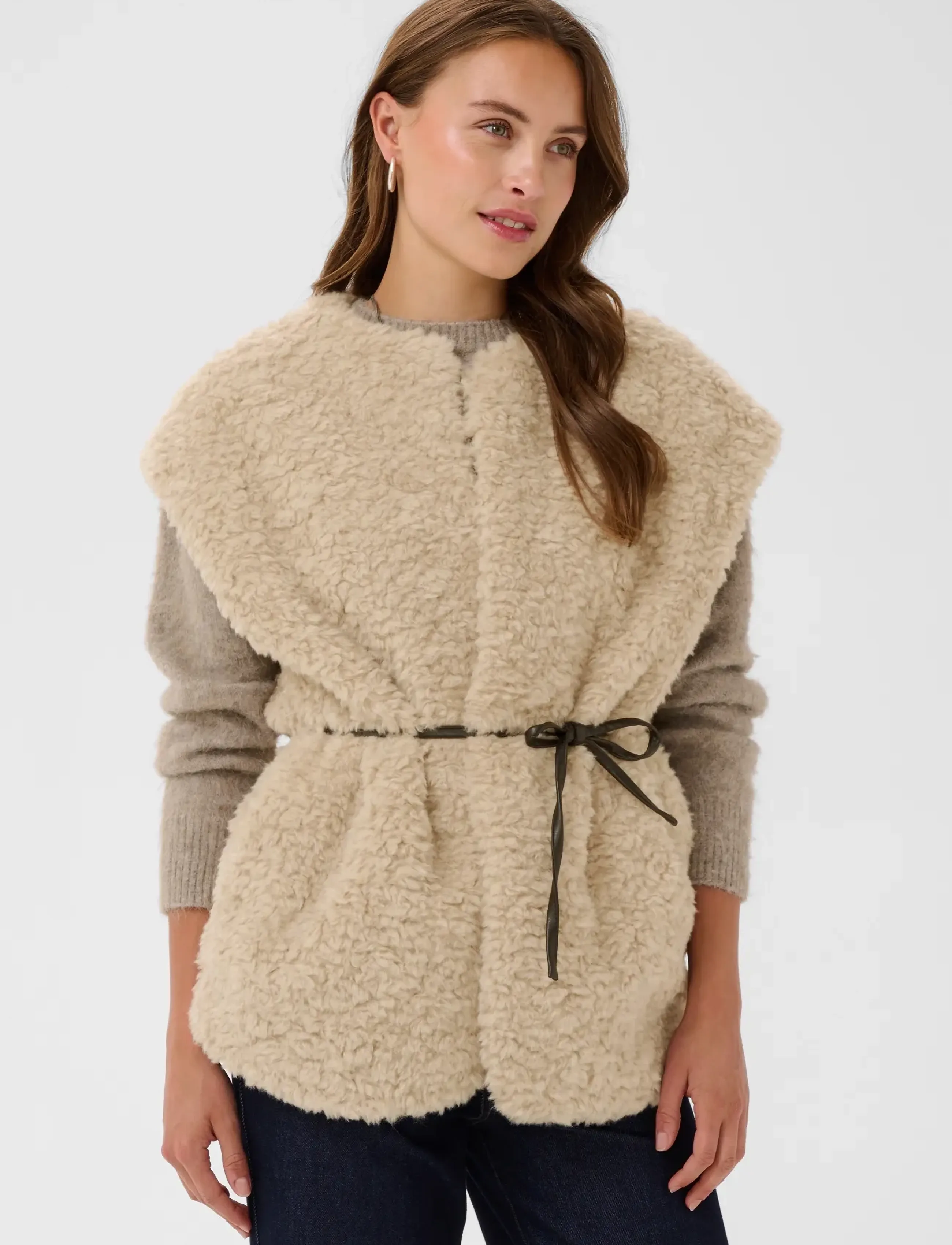 Saint Tropez Sylvanasz Vest, S, Cream, Veste > Fleece & Teddy Veste, Dame