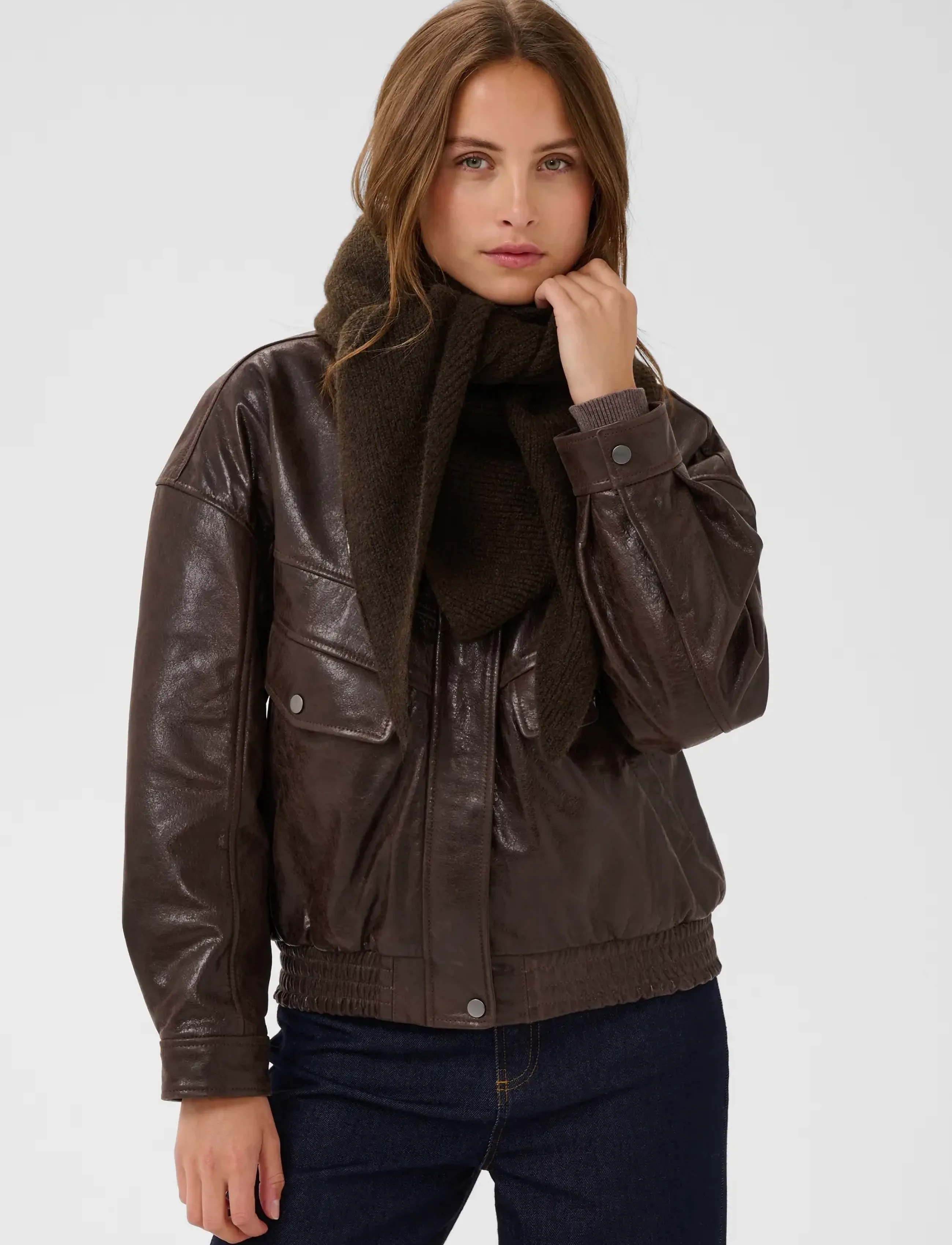 Saint Tropez AlulluSZ Scarf - Accessoarer - CHOCOLATE BROWN MELANGE / brown