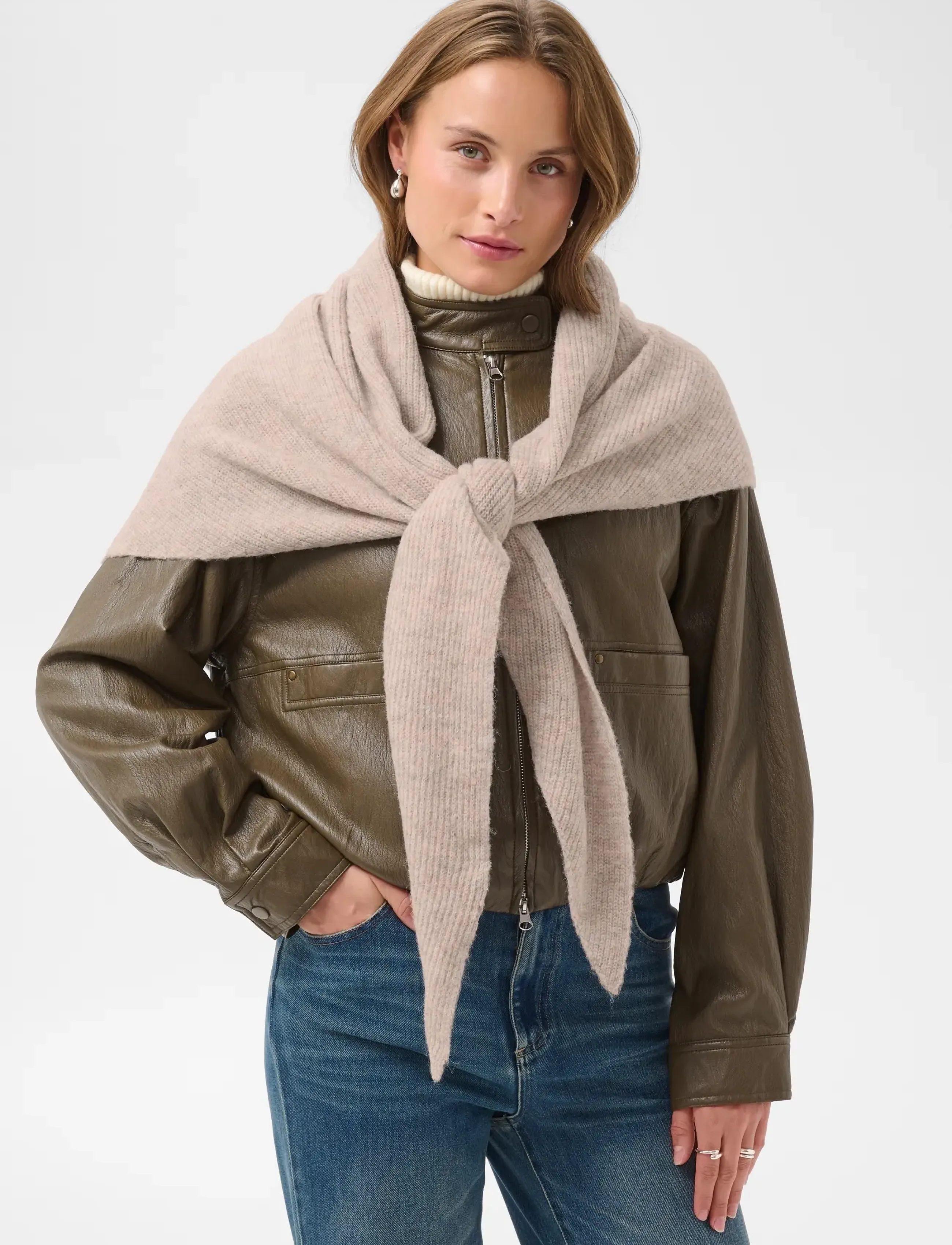 Saint Tropez AlulluSZ Scarf - Sjalar - OXFORD TAN MELANGE / beige