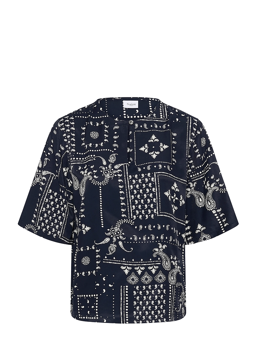 Saint Tropez - StephanieSZ Blouse - kurzärmelige blusen - nightsky paisley mosaic - 1
