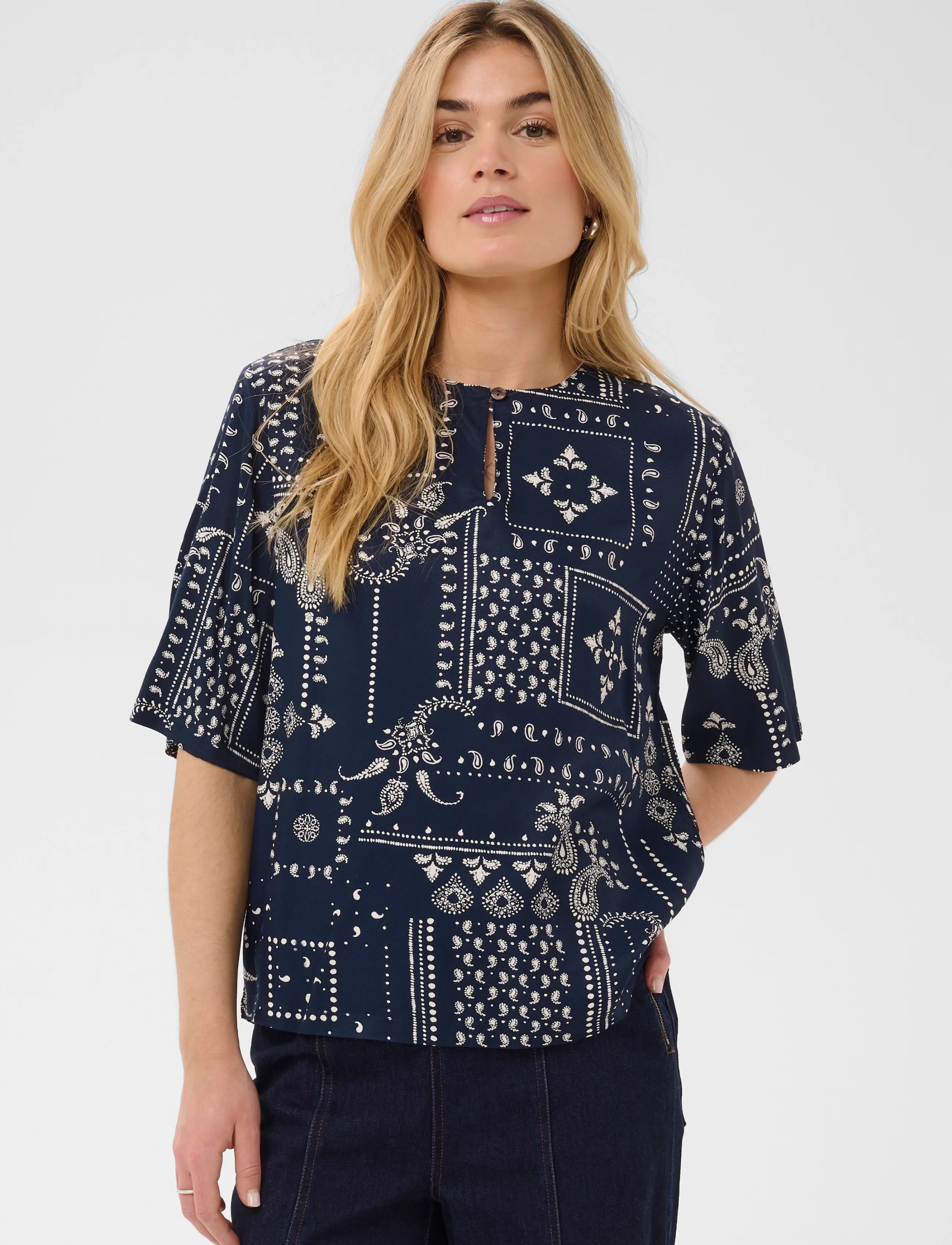 Saint Tropez StephanieSZ Blouse - Puserot & kauluspaidat - NIGHTSKY PAISLEY MOSAIC / navy