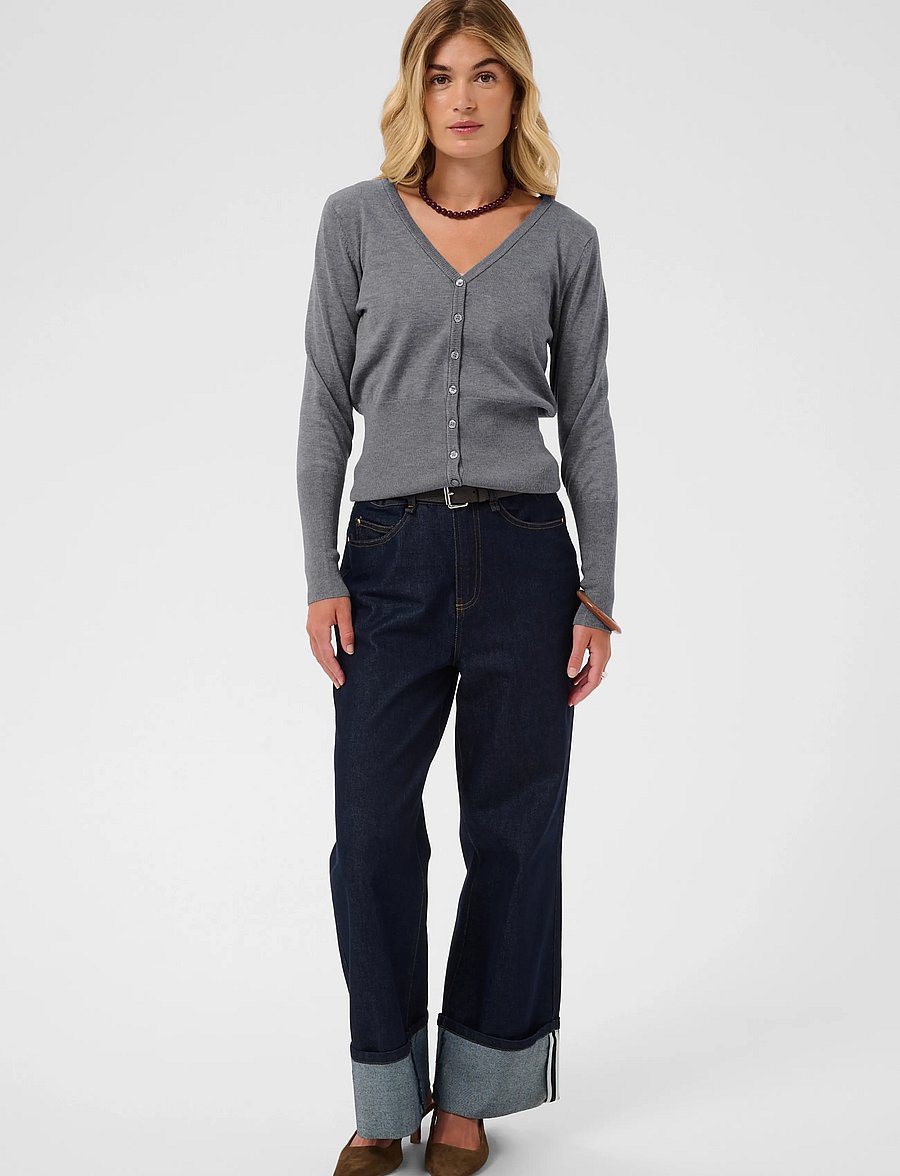 Saint Tropez - MilaSZ Slim Cardigan - koftor - mist grey melange - 0