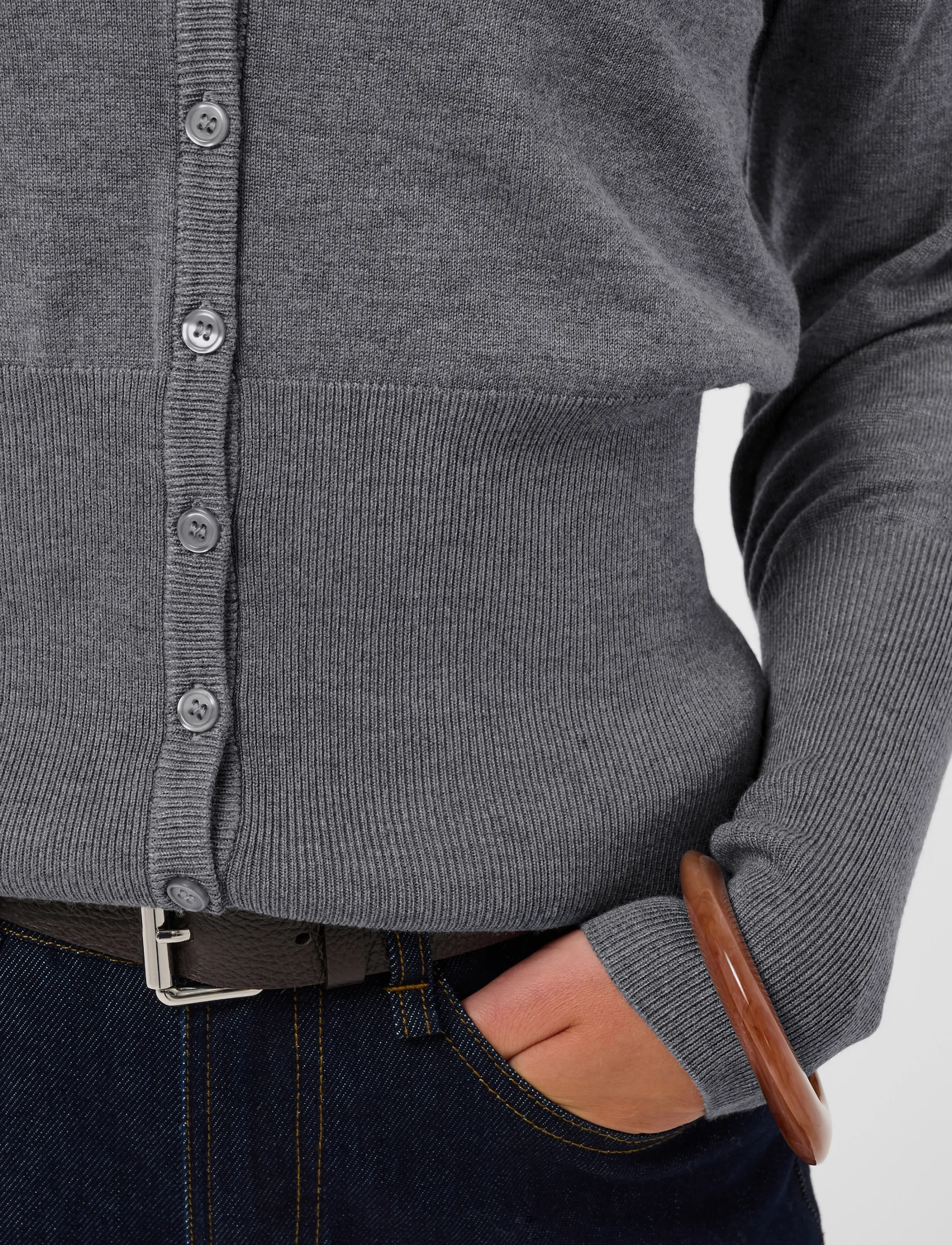 Saint Tropez - MilaSZ Slim Cardigan - koftor - mist grey melange - 4