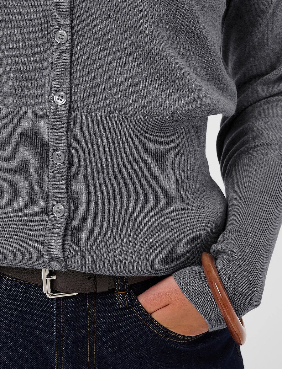 Saint Tropez - MilaSZ Slim Cardigan - koftor - mist grey melange - 4