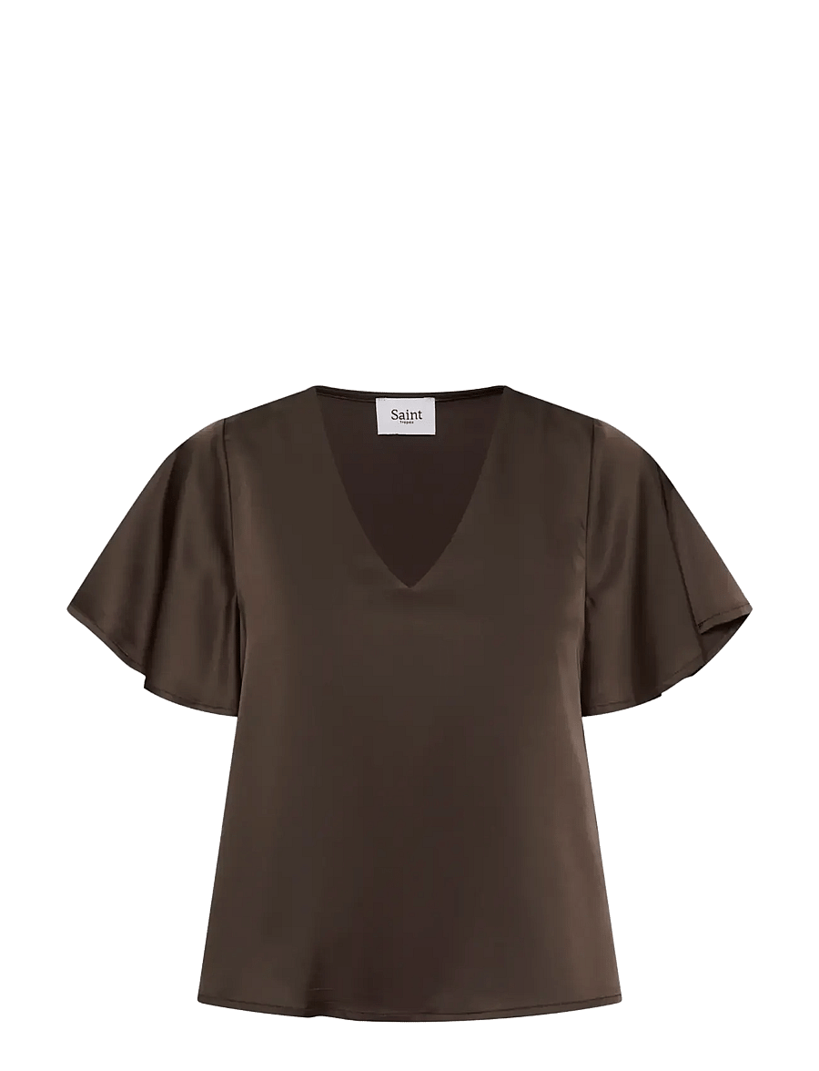 Saint Tropez - LodisaSZ SS Blouse - kurzärmelige blusen - chocolate brown - 1