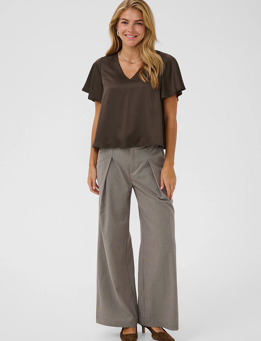 Saint Tropez - LodisaSZ SS Blouse - kurzärmelige blusen - chocolate brown - 0