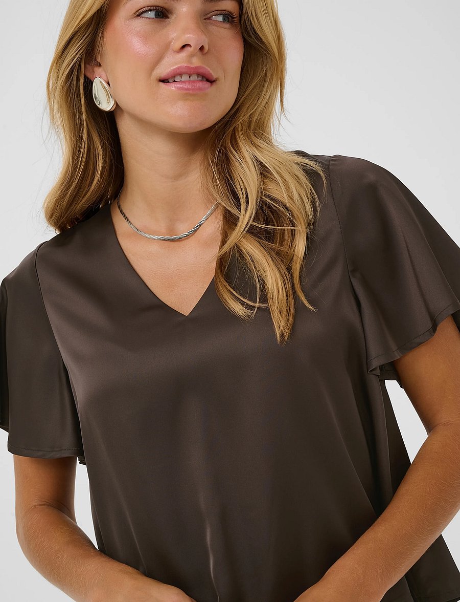 Saint Tropez - LodisaSZ SS Blouse - kurzärmelige blusen - chocolate brown - 5