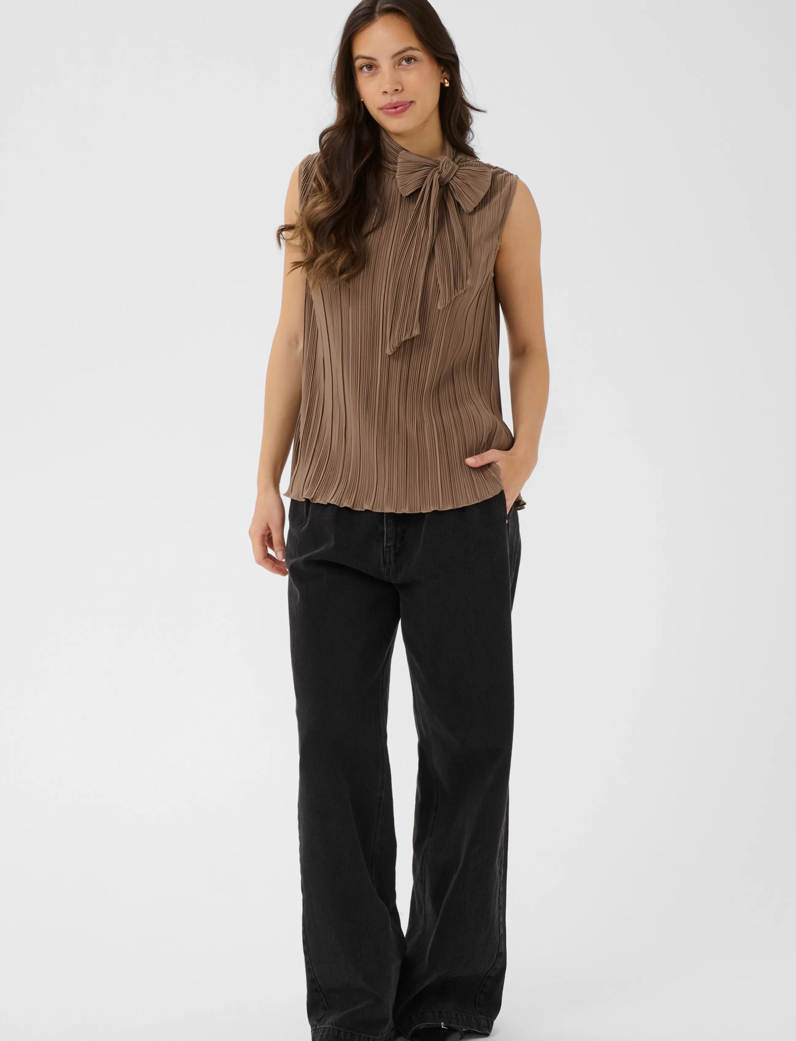 Saint Tropez - ZuniSZ SS Bow Top - Ærmeløse bluser - pine bark - 3